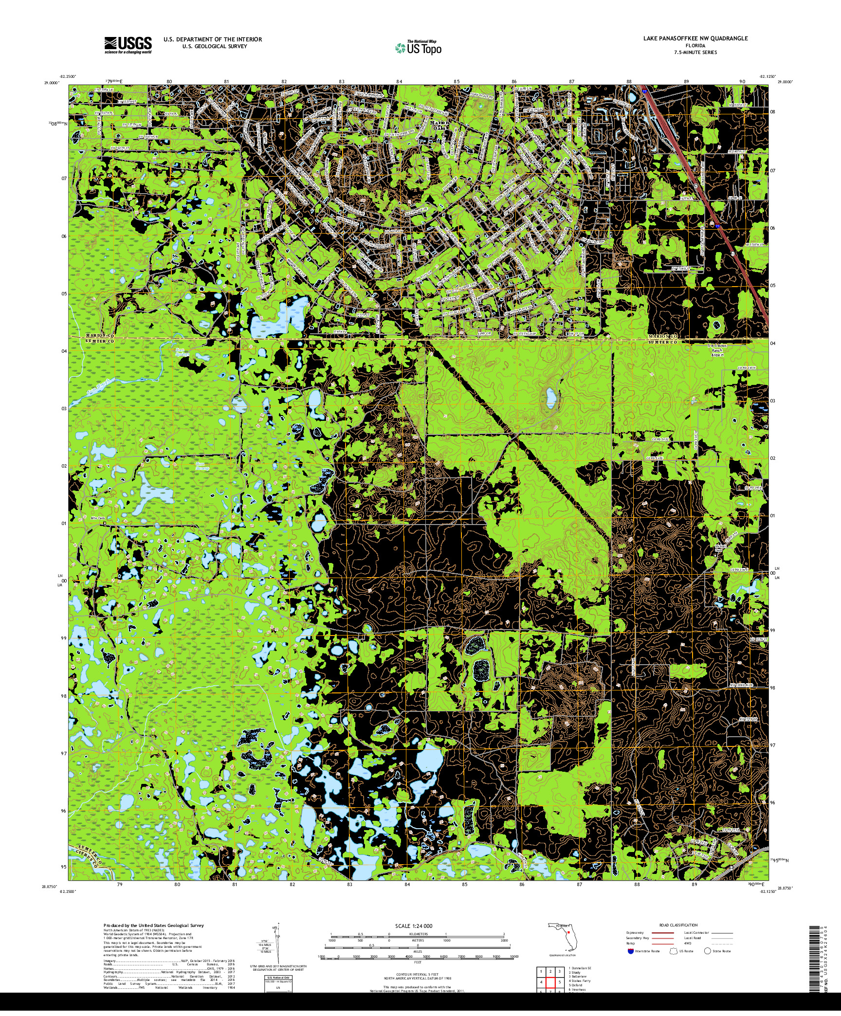 USGS US TOPO 7.5-MINUTE MAP FOR LAKE PANASOFFKEE NW, FL 2018