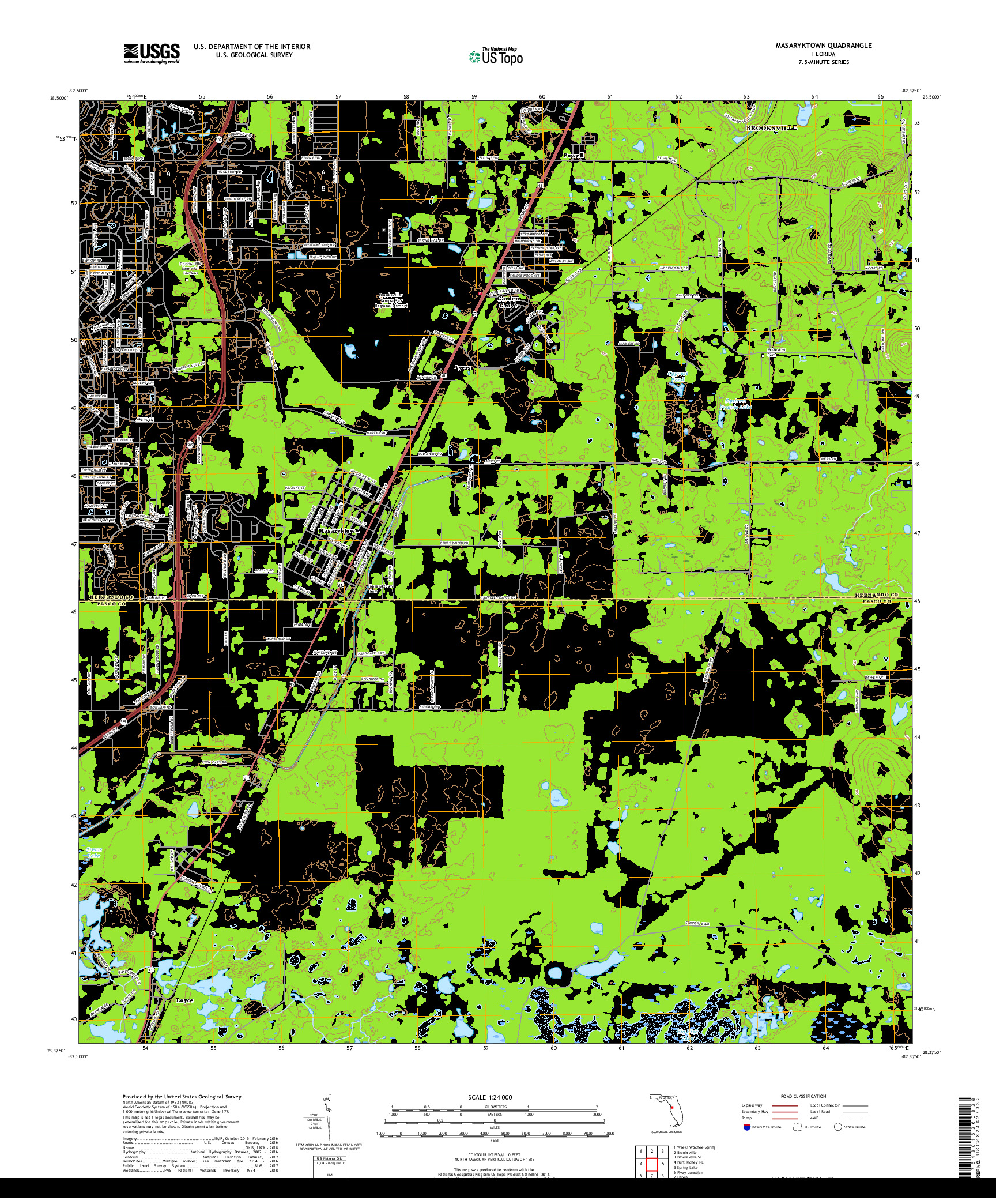 USGS US TOPO 7.5-MINUTE MAP FOR MASARYKTOWN, FL 2018