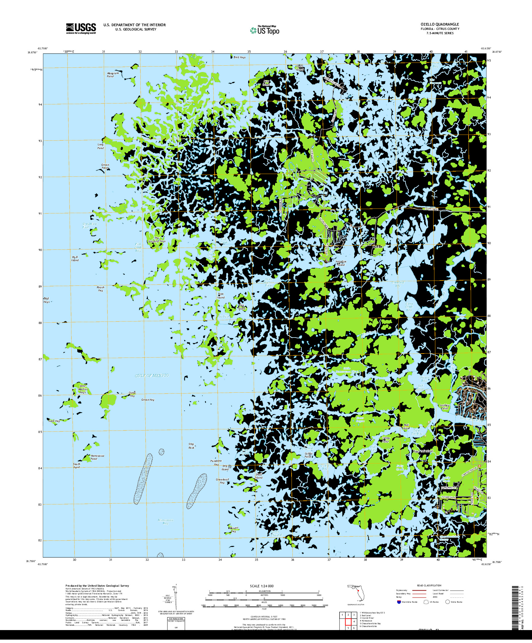 USGS US TOPO 7.5-MINUTE MAP FOR OZELLO, FL 2018