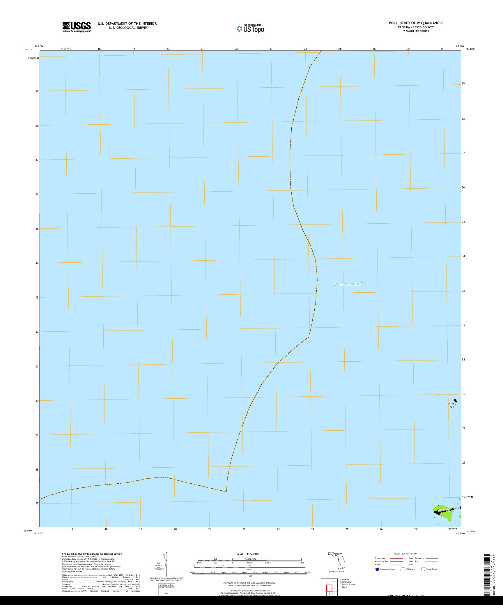 USGS US TOPO 7.5-MINUTE MAP FOR PORT RICHEY OE W, FL 2018