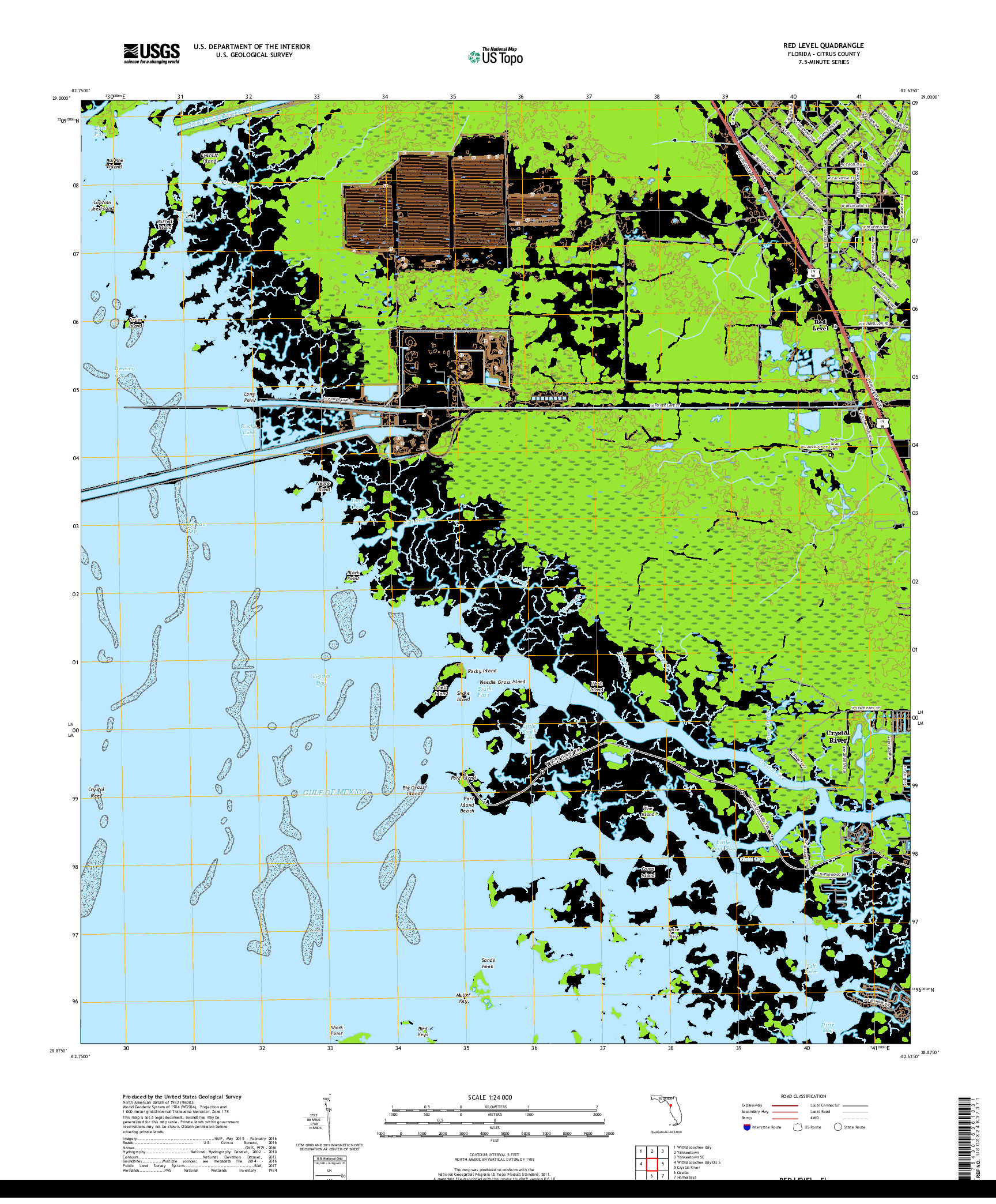 USGS US TOPO 7.5-MINUTE MAP FOR RED LEVEL, FL 2018