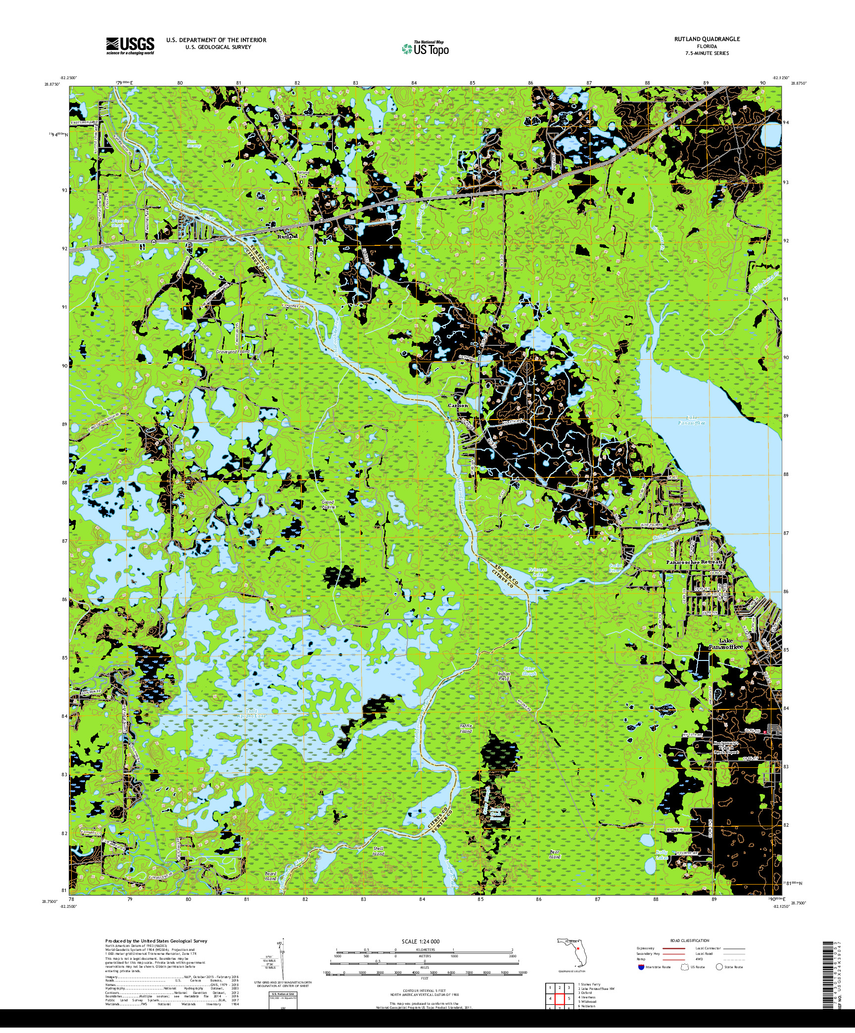 USGS US TOPO 7.5-MINUTE MAP FOR RUTLAND, FL 2018