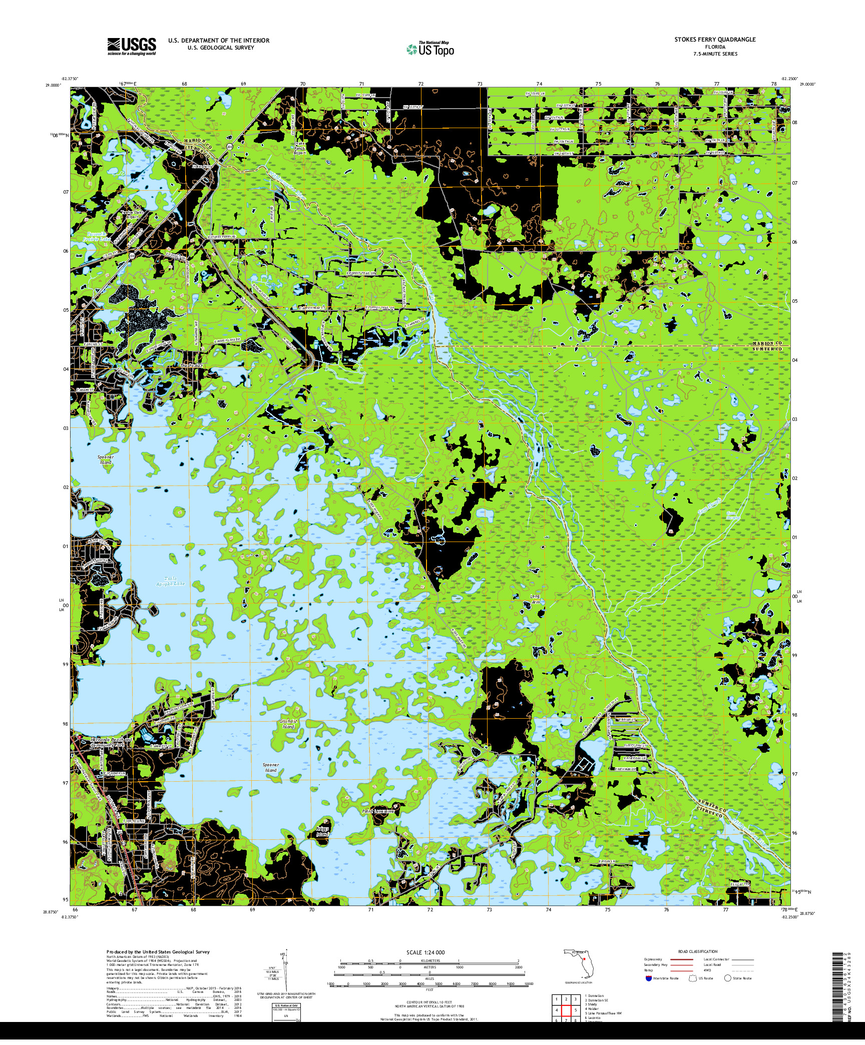 USGS US TOPO 7.5-MINUTE MAP FOR STOKES FERRY, FL 2018