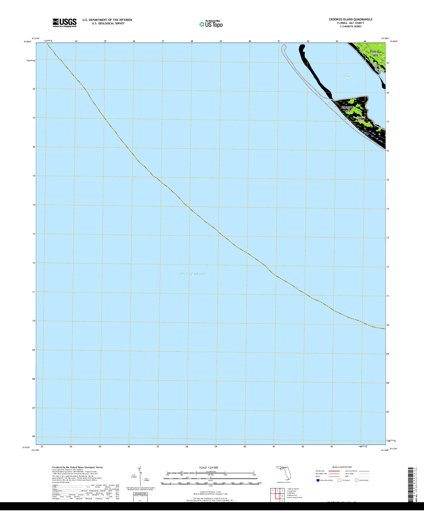 USGS US TOPO 7.5-MINUTE MAP FOR CROOKED ISLAND, FL 2018