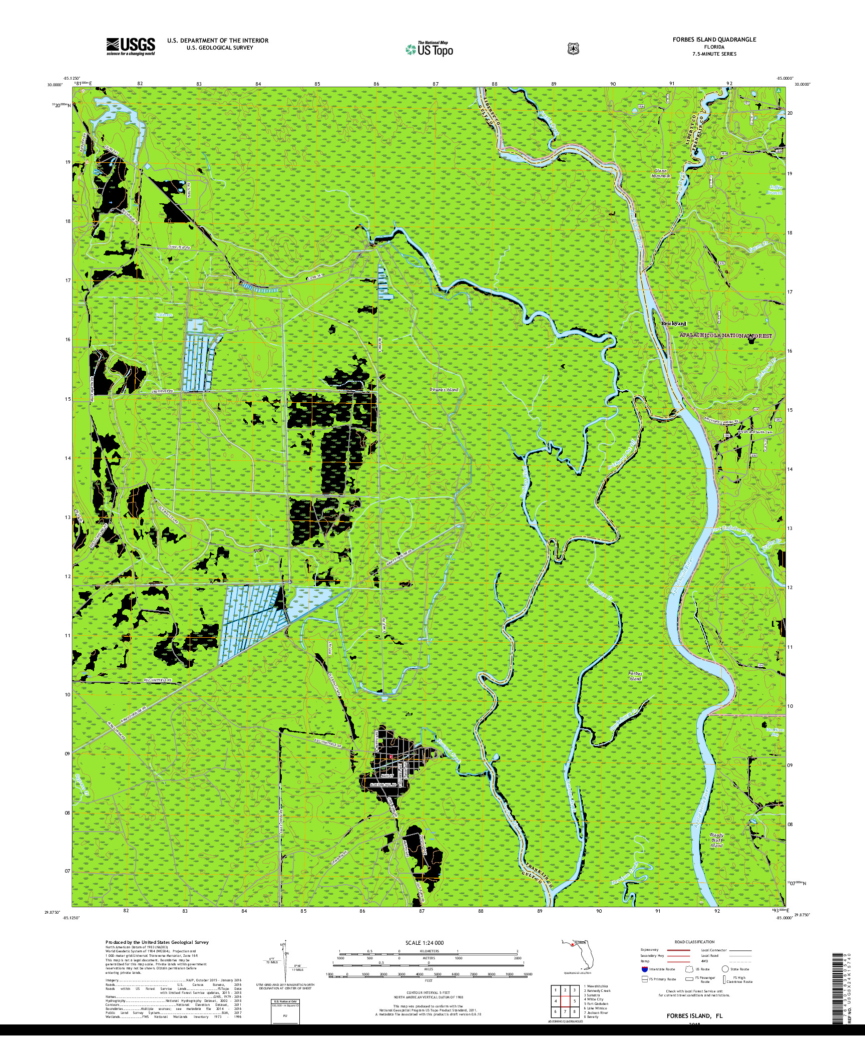 USGS US TOPO 7.5-MINUTE MAP FOR FORBES ISLAND, FL 2018