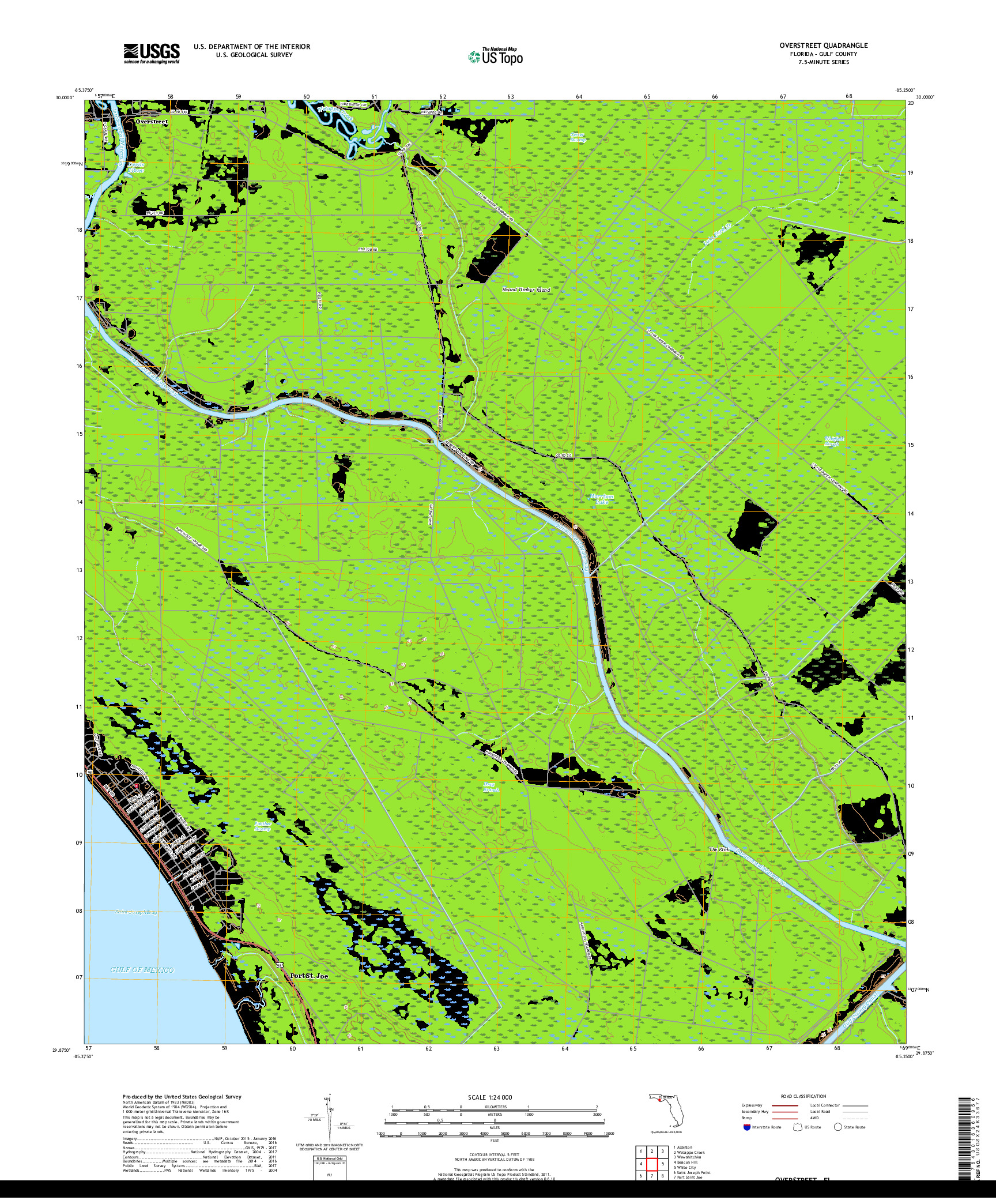 USGS US TOPO 7.5-MINUTE MAP FOR OVERSTREET, FL 2018