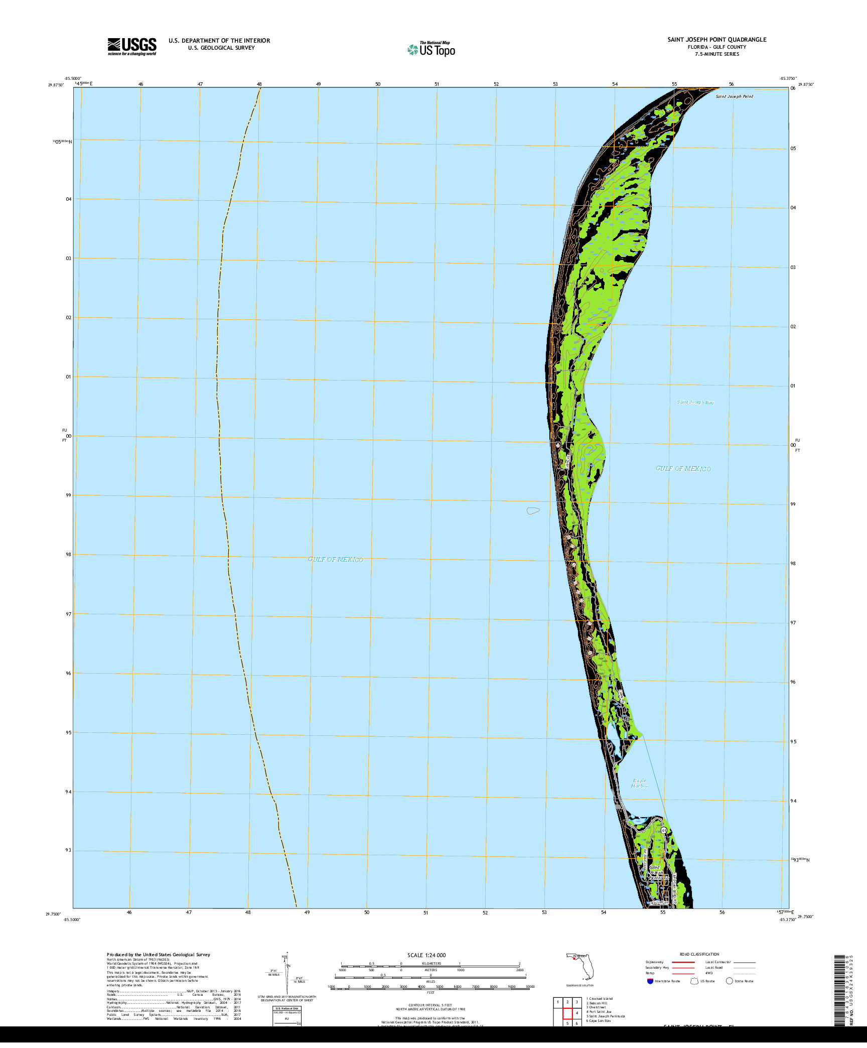 USGS US TOPO 7.5-MINUTE MAP FOR SAINT JOSEPH POINT, FL 2018