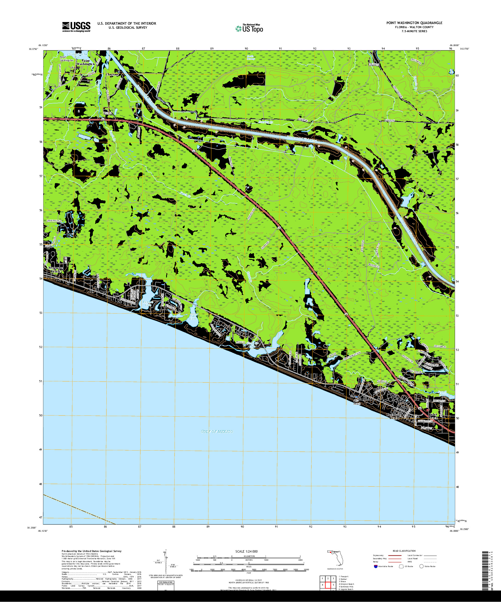 USGS US TOPO 7.5-MINUTE MAP FOR POINT WASHINGTON, FL 2018