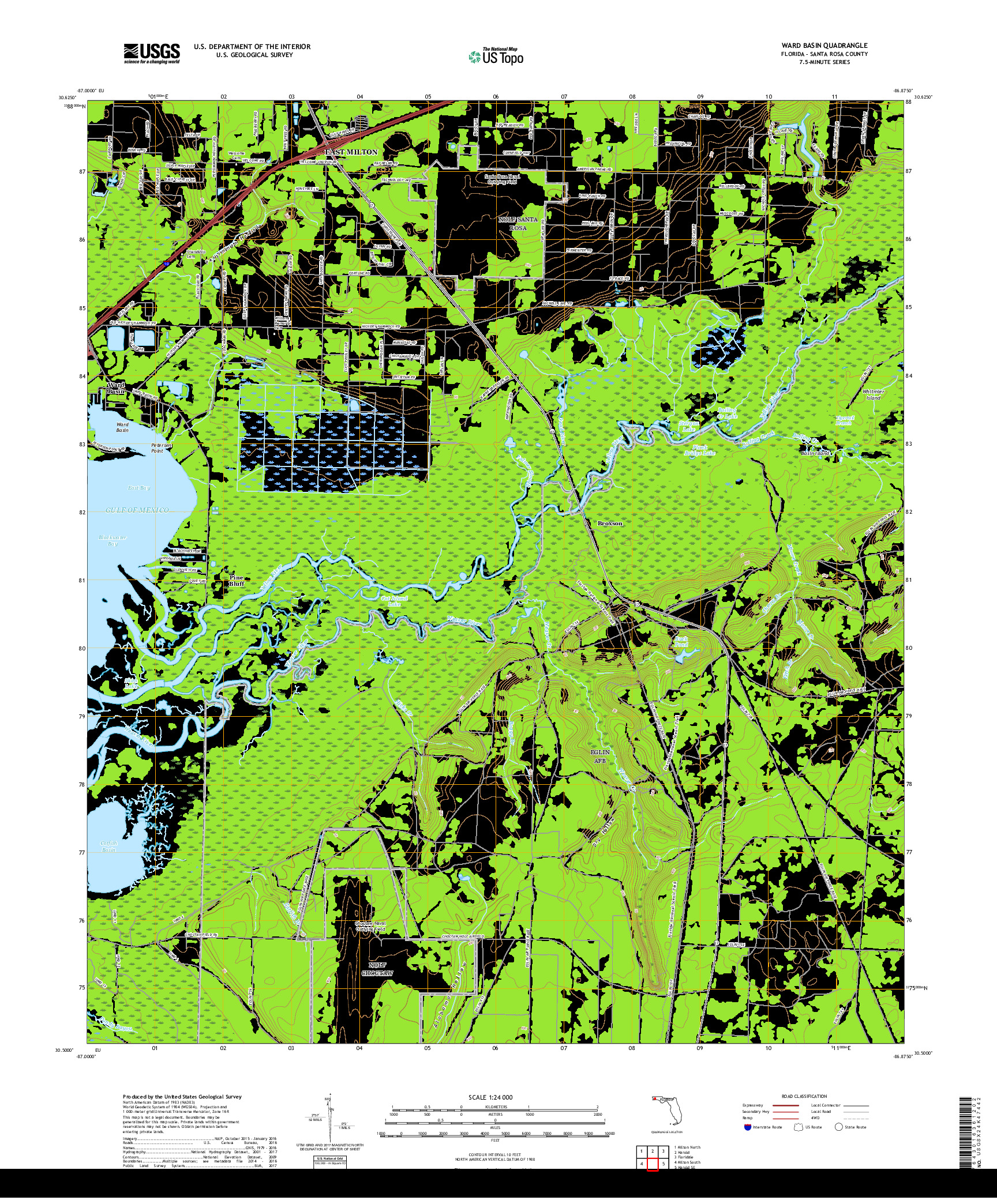 USGS US TOPO 7.5-MINUTE MAP FOR WARD BASIN, FL 2018