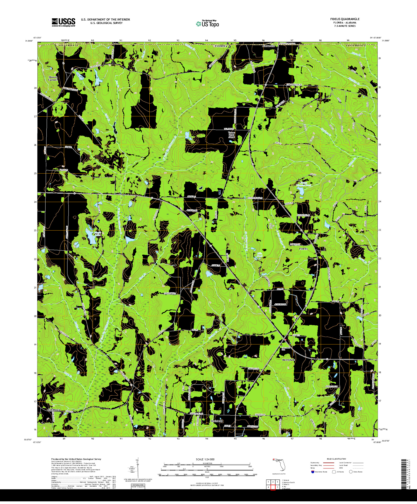 USGS US TOPO 7.5-MINUTE MAP FOR FIDELIS, FL,AL 2018