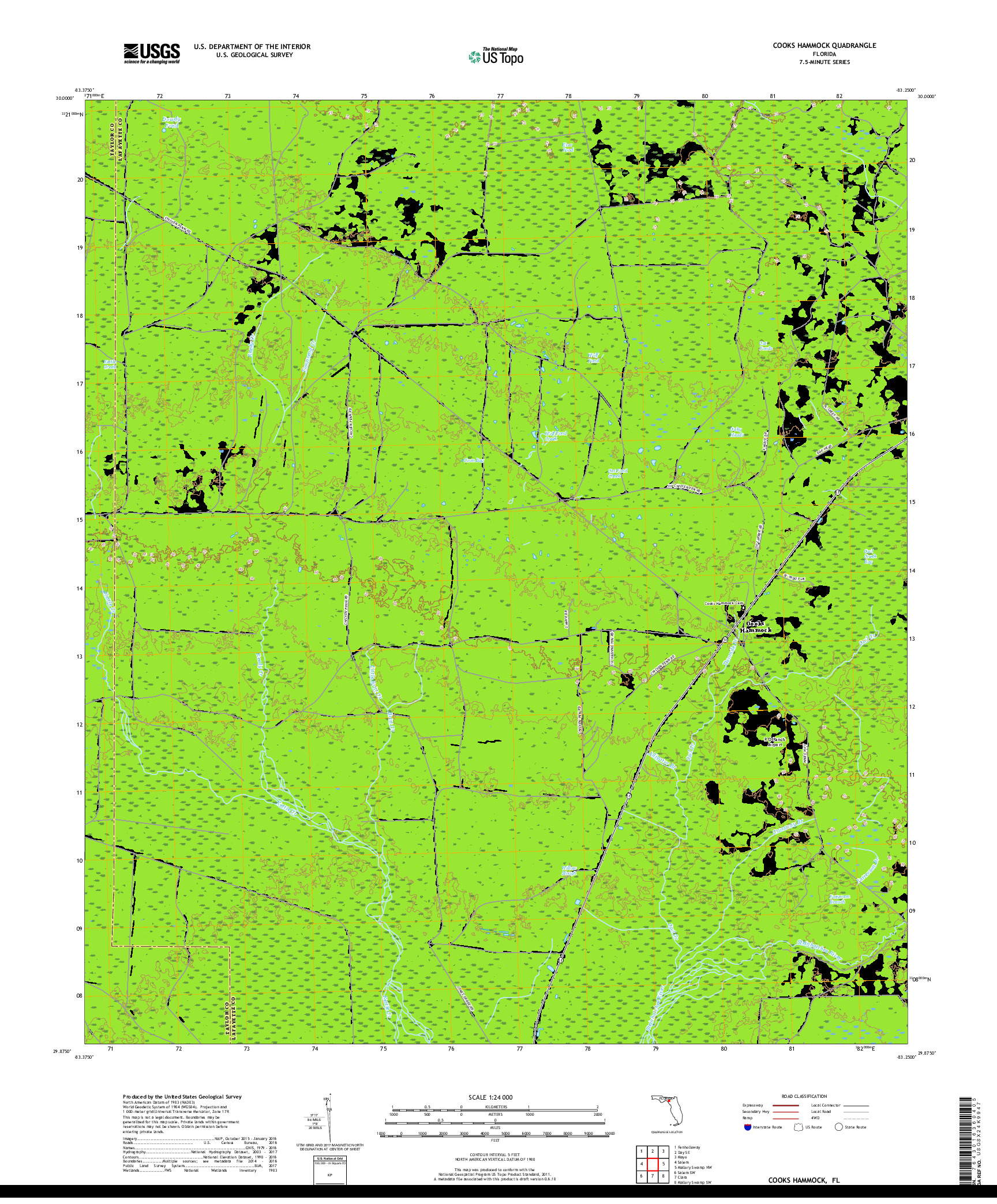 USGS US TOPO 7.5-MINUTE MAP FOR COOKS HAMMOCK, FL 2018