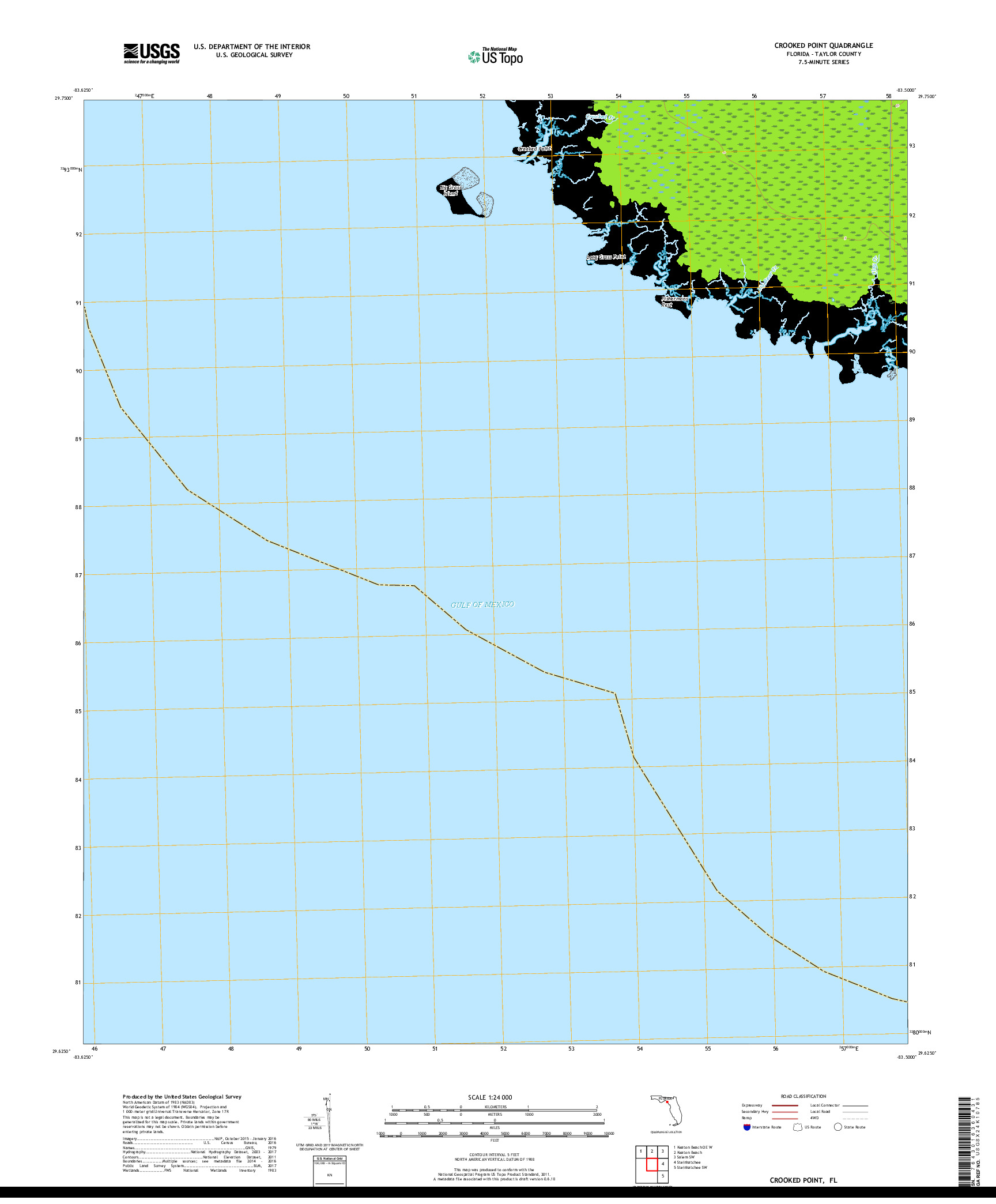 USGS US TOPO 7.5-MINUTE MAP FOR CROOKED POINT, FL 2018