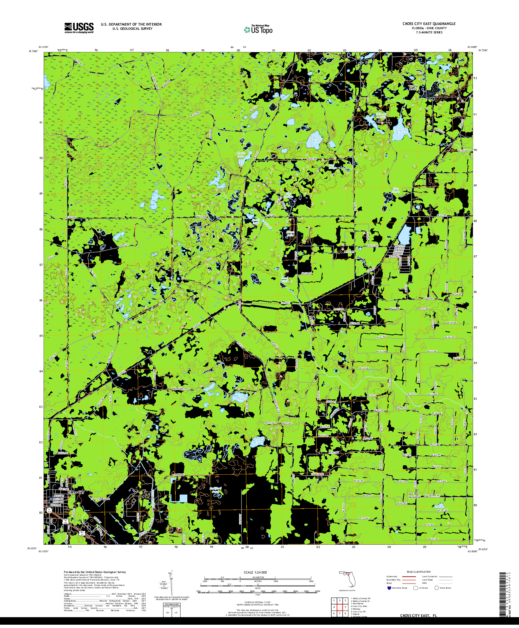 USGS US TOPO 7.5-MINUTE MAP FOR CROSS CITY EAST, FL 2018