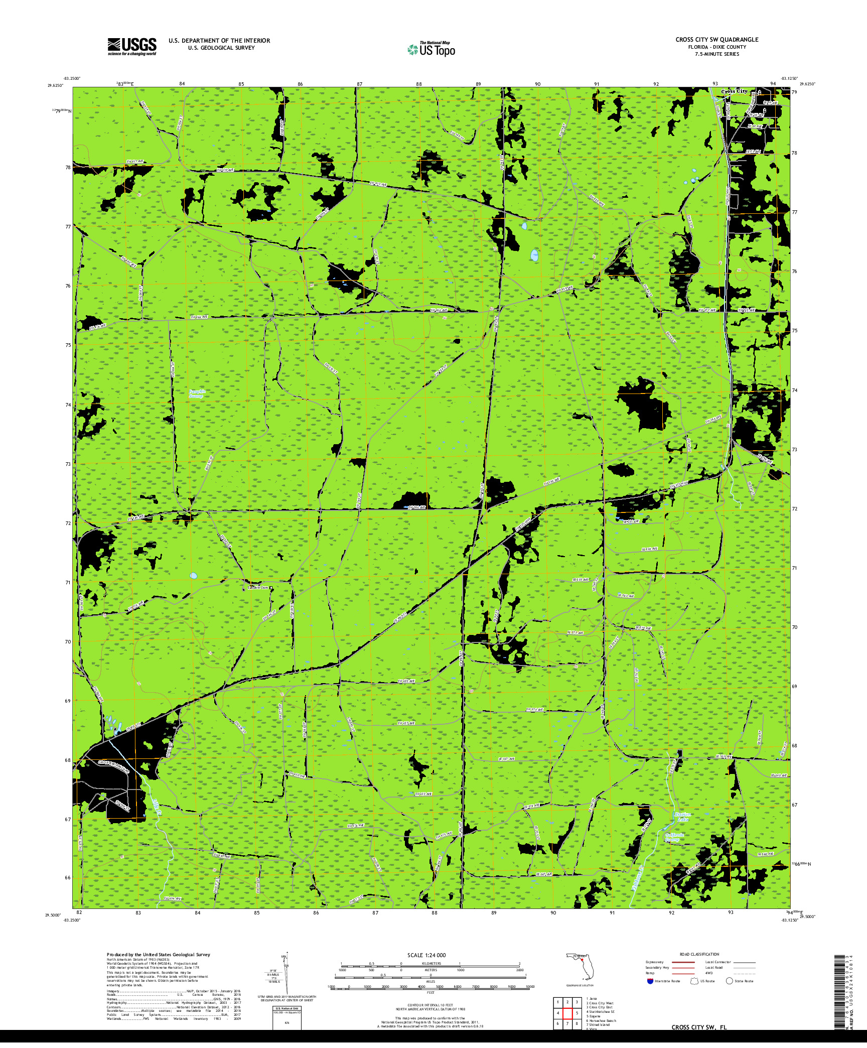 USGS US TOPO 7.5-MINUTE MAP FOR CROSS CITY SW, FL 2018