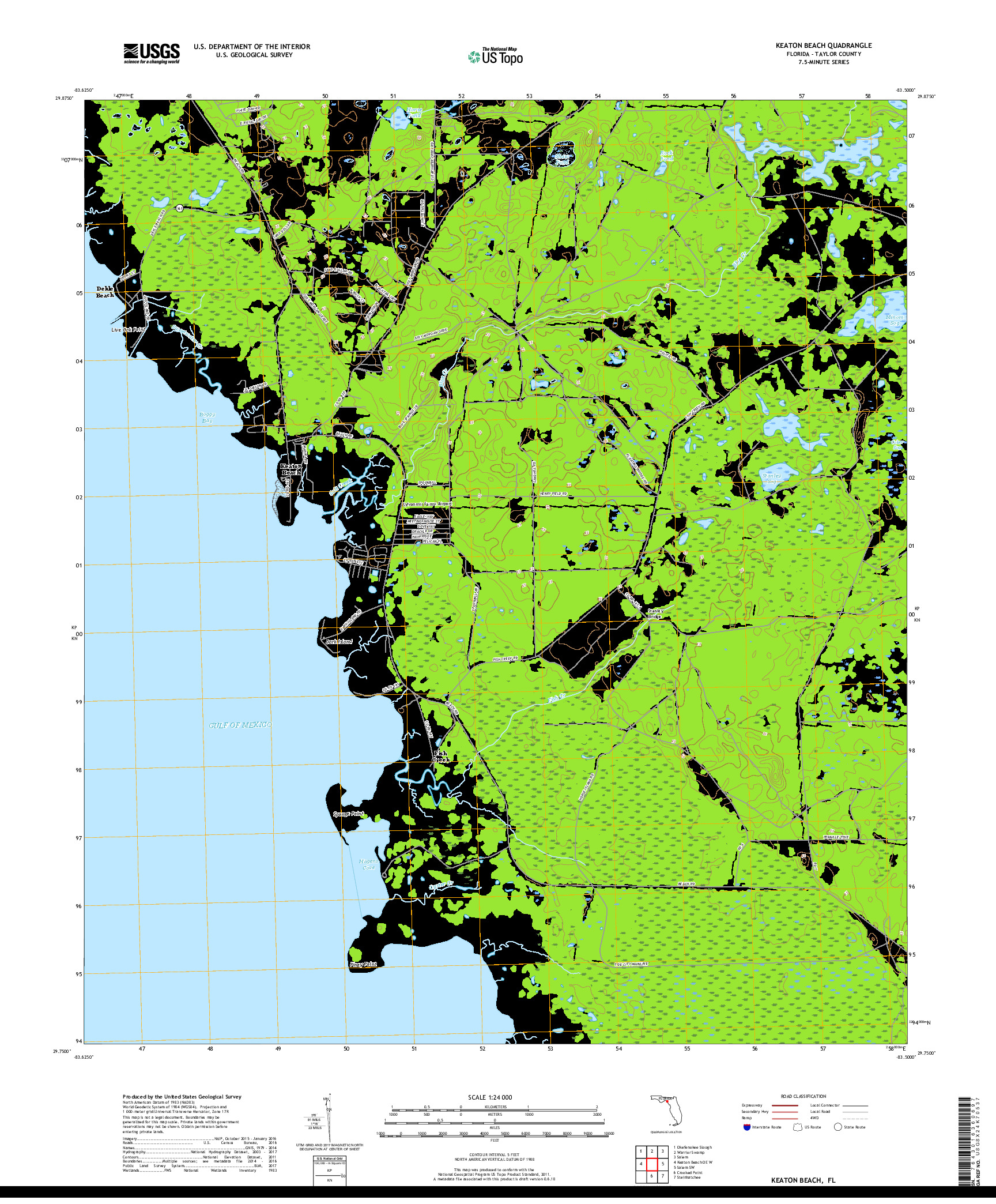 USGS US TOPO 7.5-MINUTE MAP FOR KEATON BEACH, FL 2018