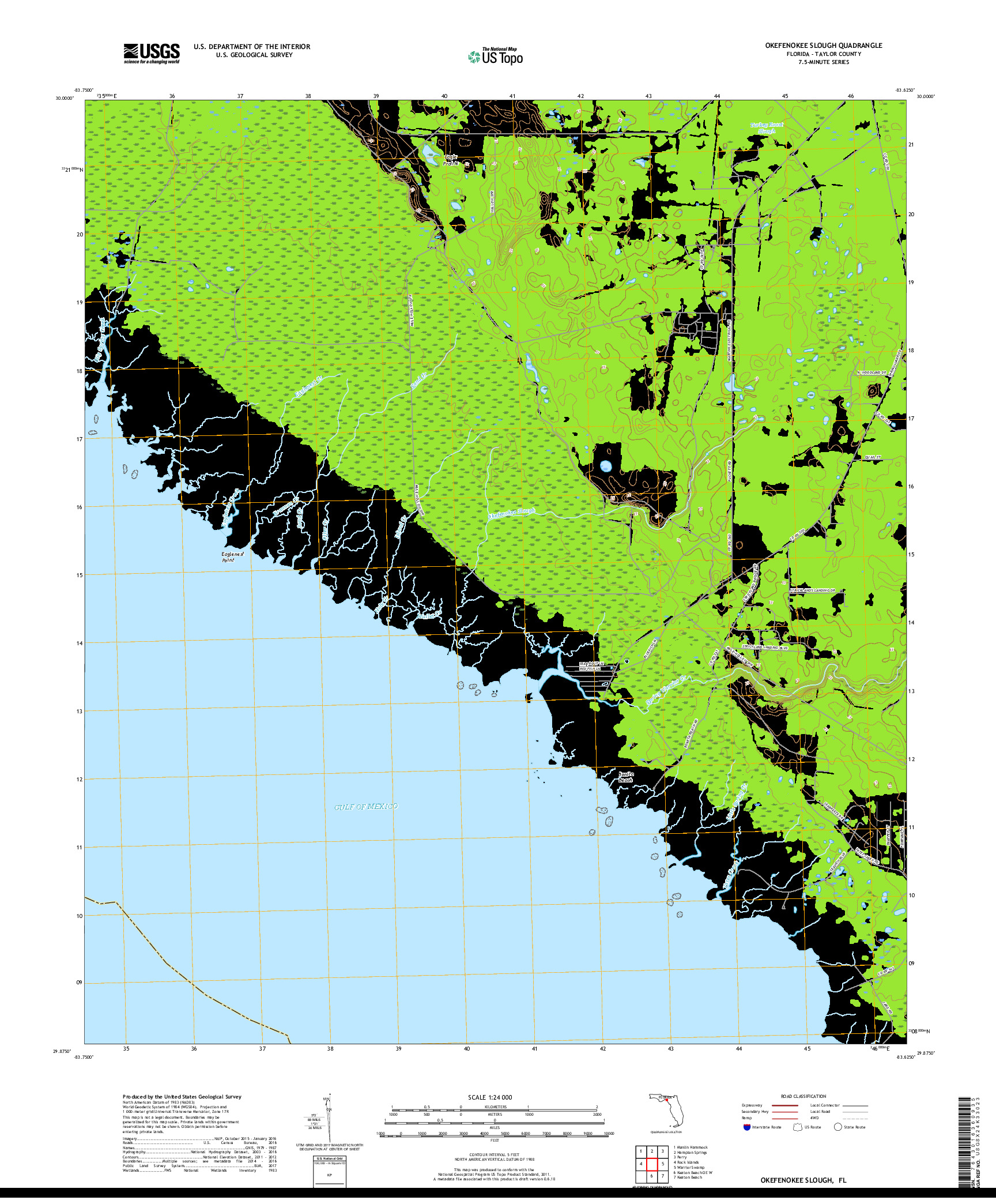 USGS US TOPO 7.5-MINUTE MAP FOR OKEFENOKEE SLOUGH, FL 2018