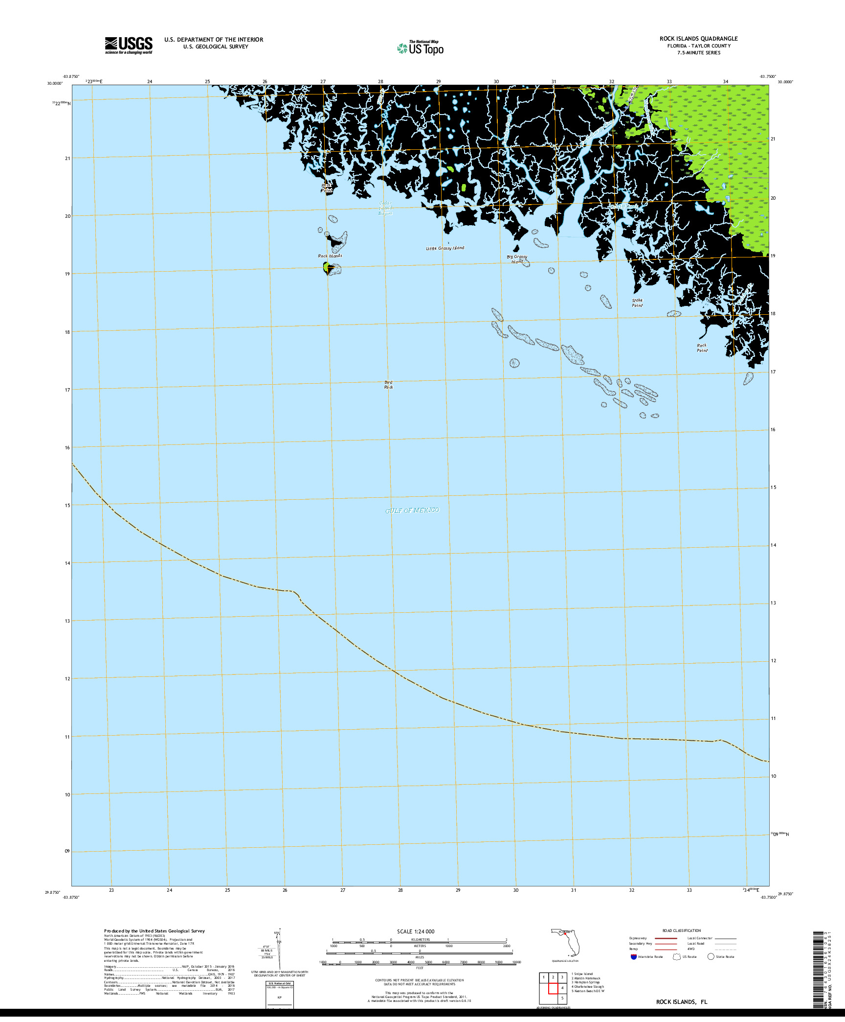 USGS US TOPO 7.5-MINUTE MAP FOR ROCK ISLANDS, FL 2018