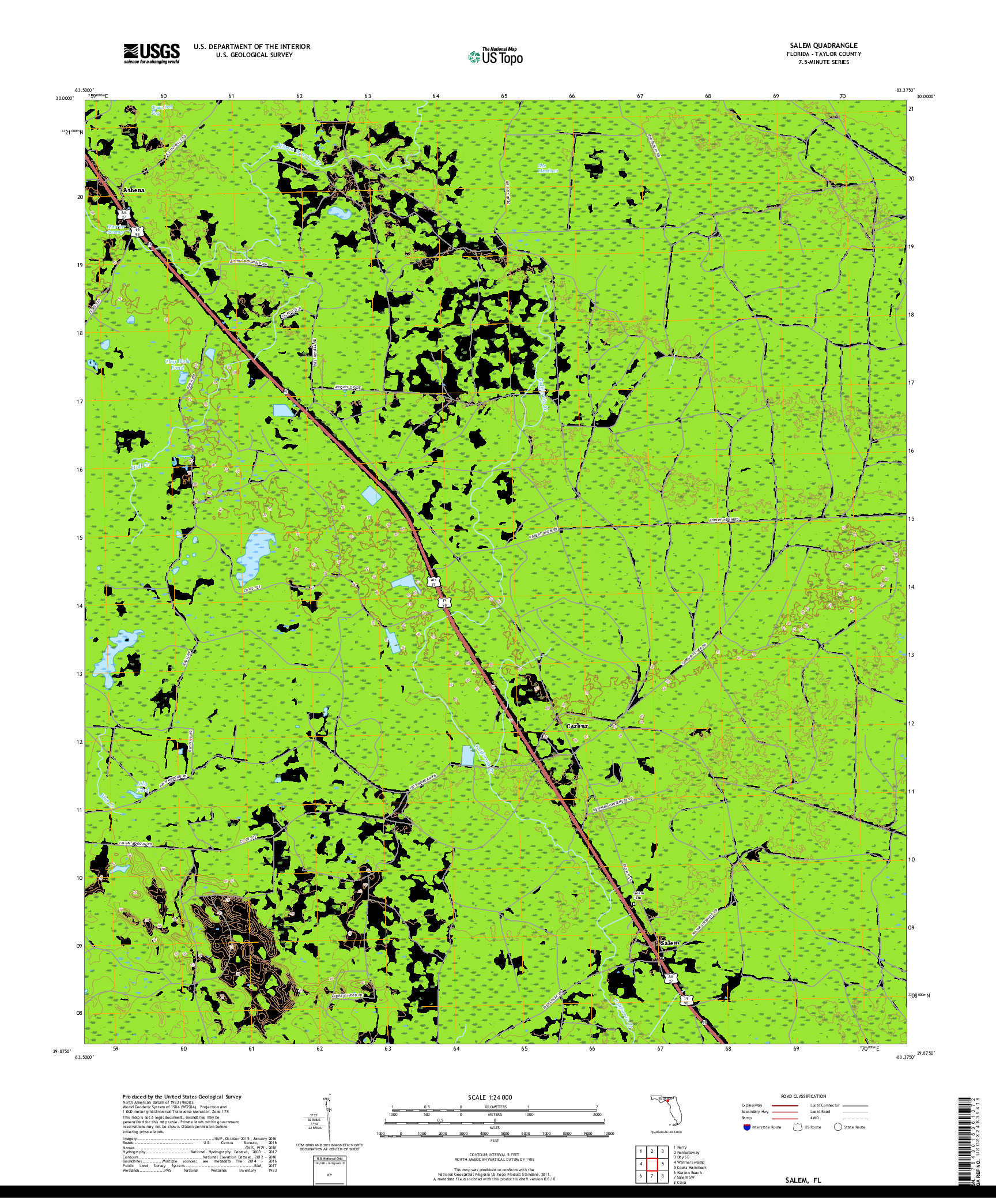 USGS US TOPO 7.5-MINUTE MAP FOR SALEM, FL 2018