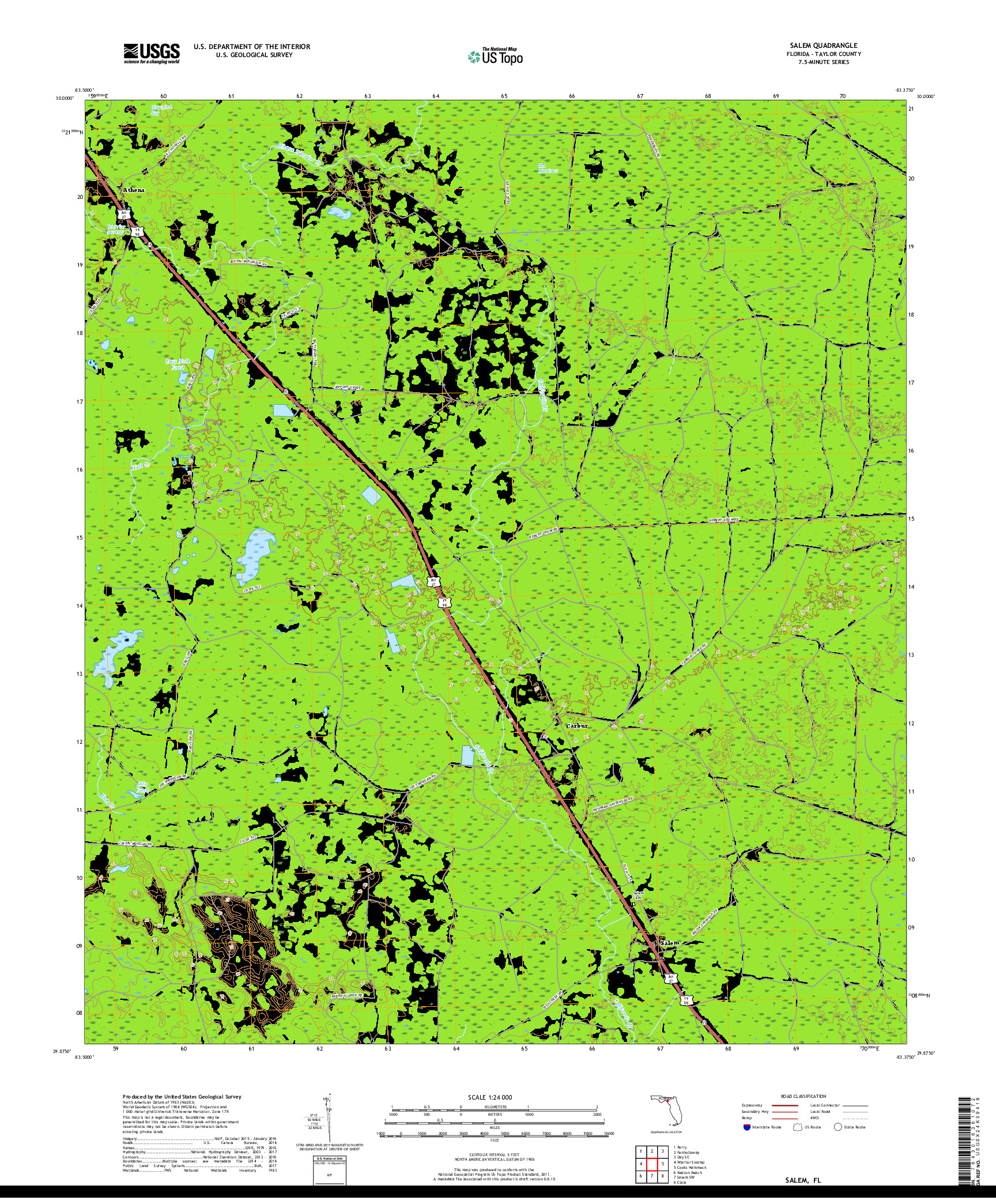 USGS US TOPO 7.5-MINUTE MAP FOR SALEM, FL 2018