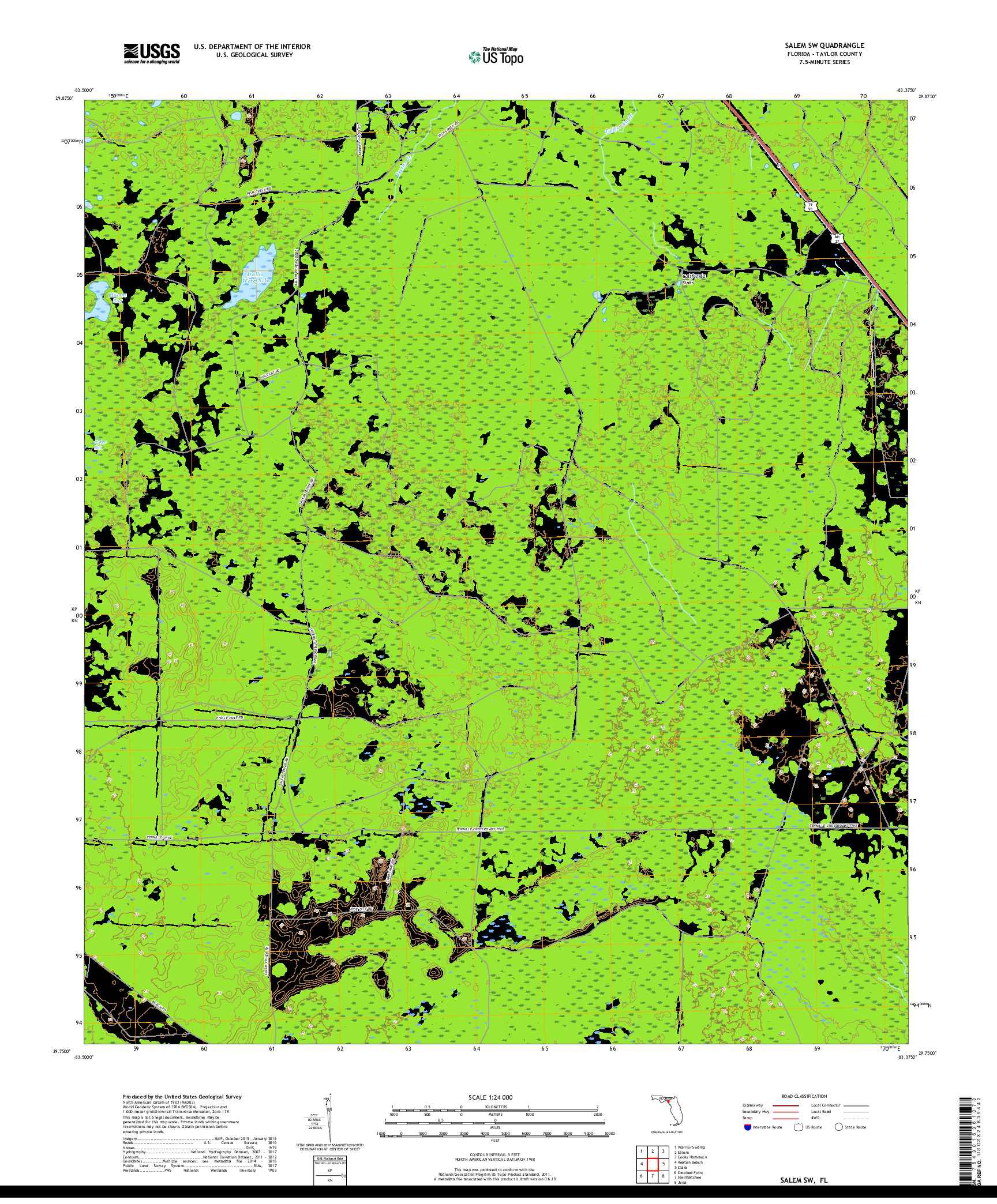 USGS US TOPO 7.5-MINUTE MAP FOR SALEM SW, FL 2018