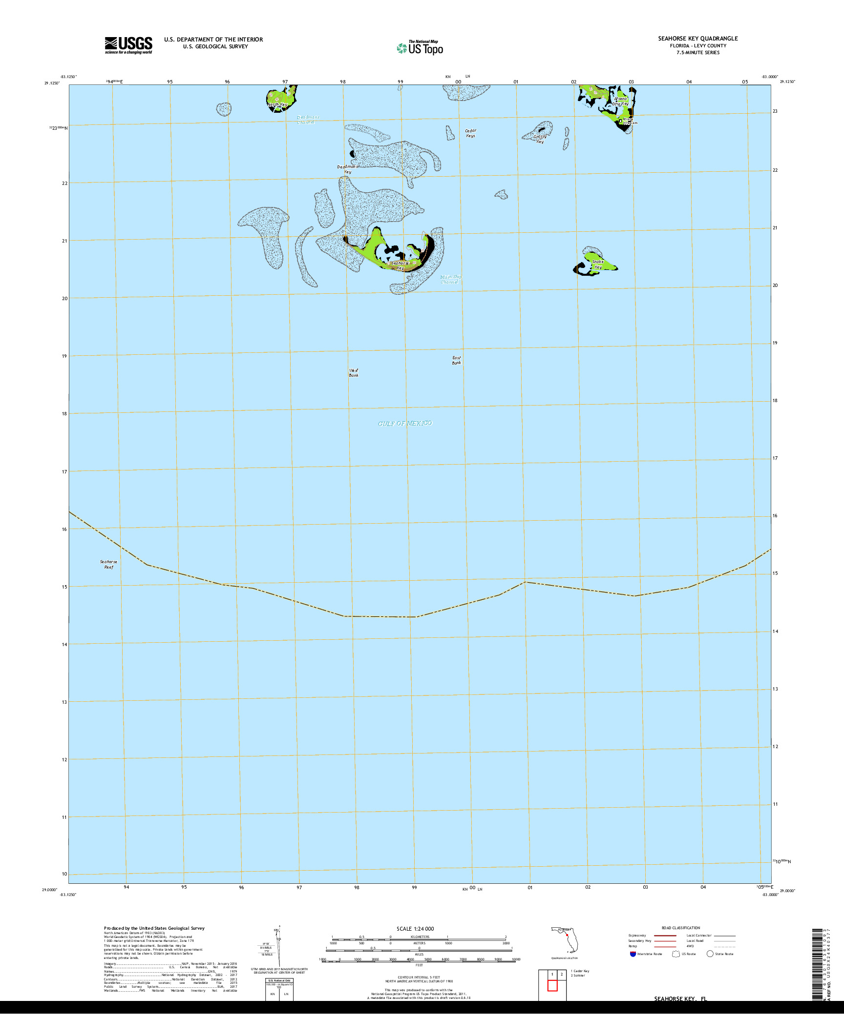 USGS US TOPO 7.5-MINUTE MAP FOR SEAHORSE KEY, FL 2018