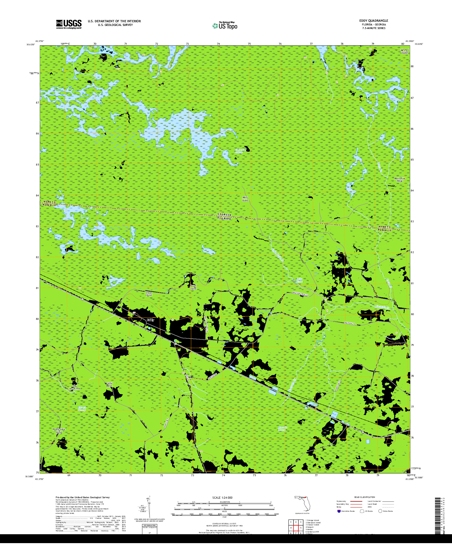 USGS US TOPO 7.5-MINUTE MAP FOR EDDY, FL,GA 2018