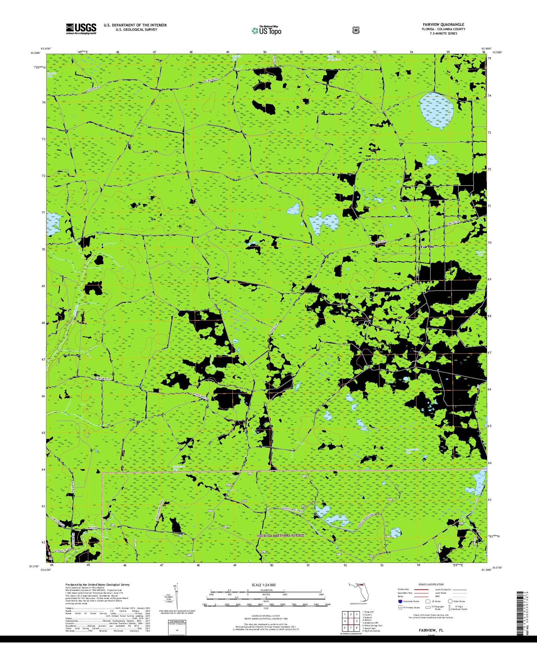 USGS US TOPO 7.5-MINUTE MAP FOR FAIRVIEW, FL 2018