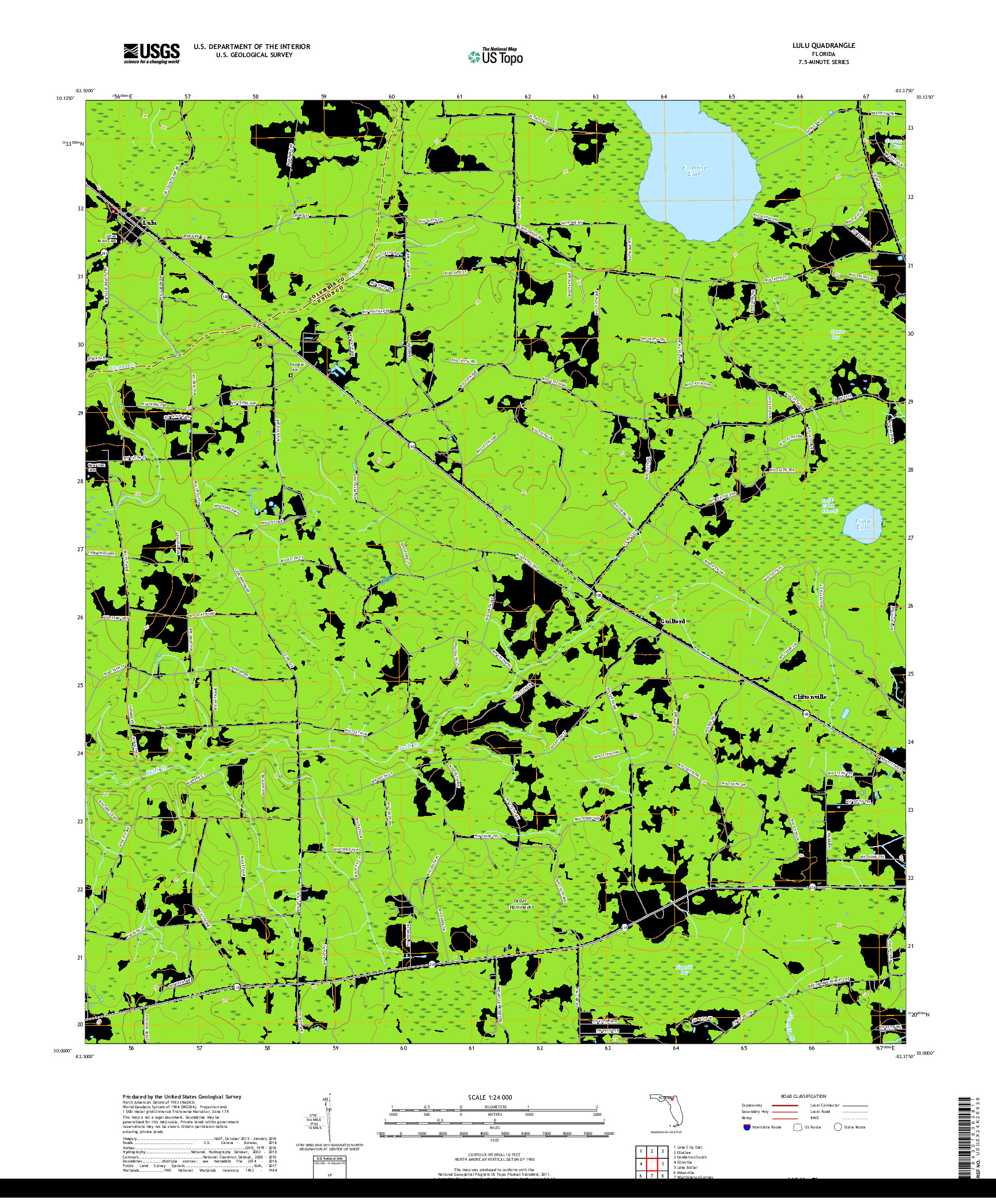 USGS US TOPO 7.5-MINUTE MAP FOR LULU, FL 2018