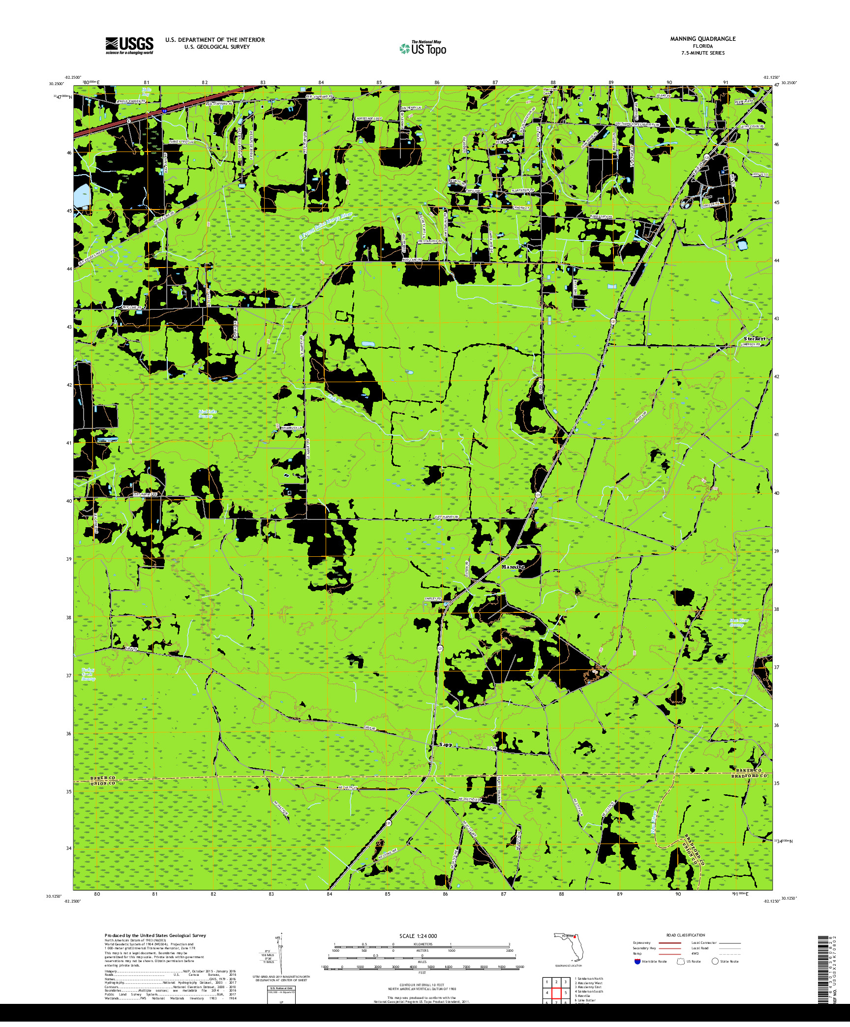 USGS US TOPO 7.5-MINUTE MAP FOR MANNING, FL 2018