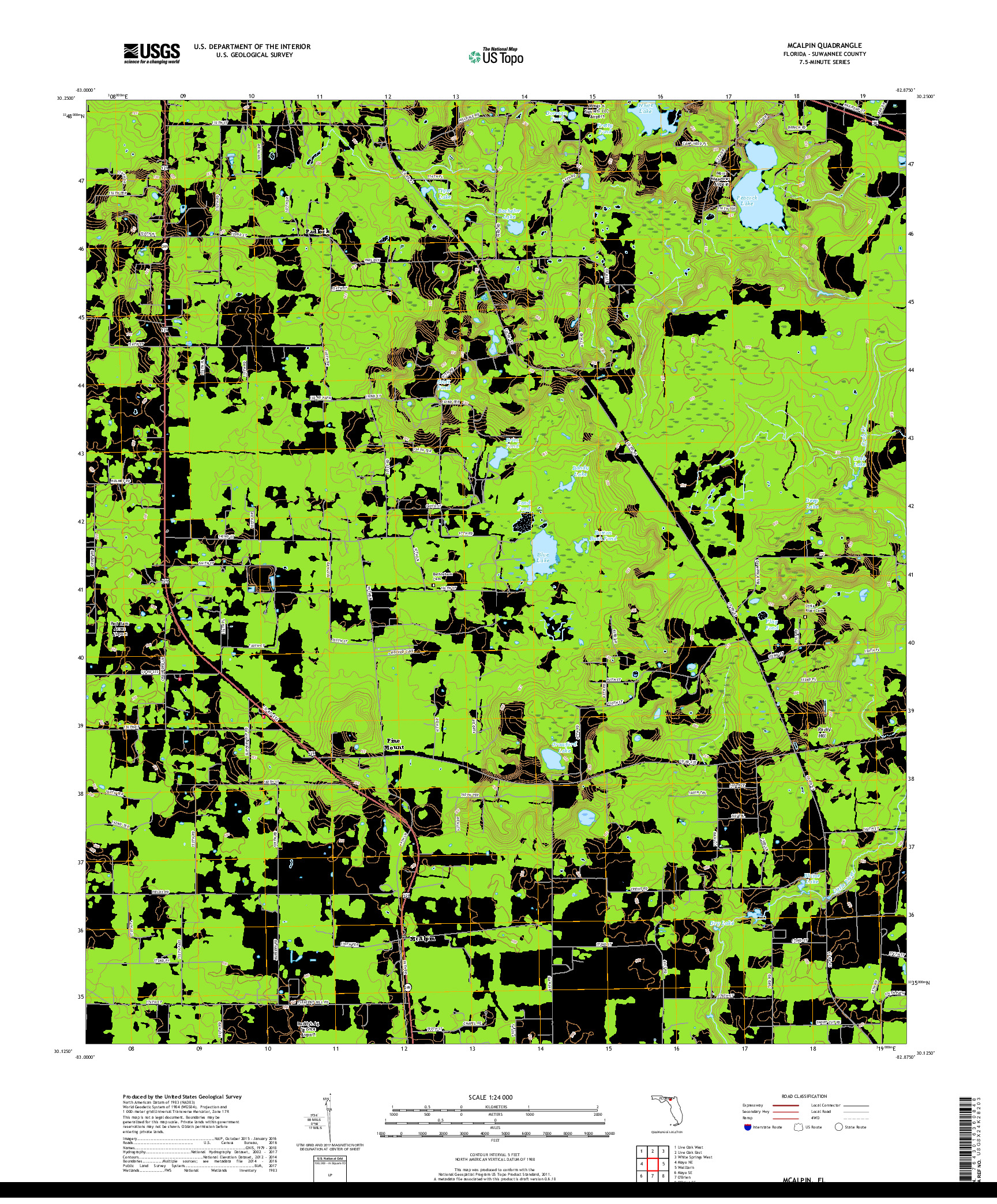 USGS US TOPO 7.5-MINUTE MAP FOR MCALPIN, FL 2018