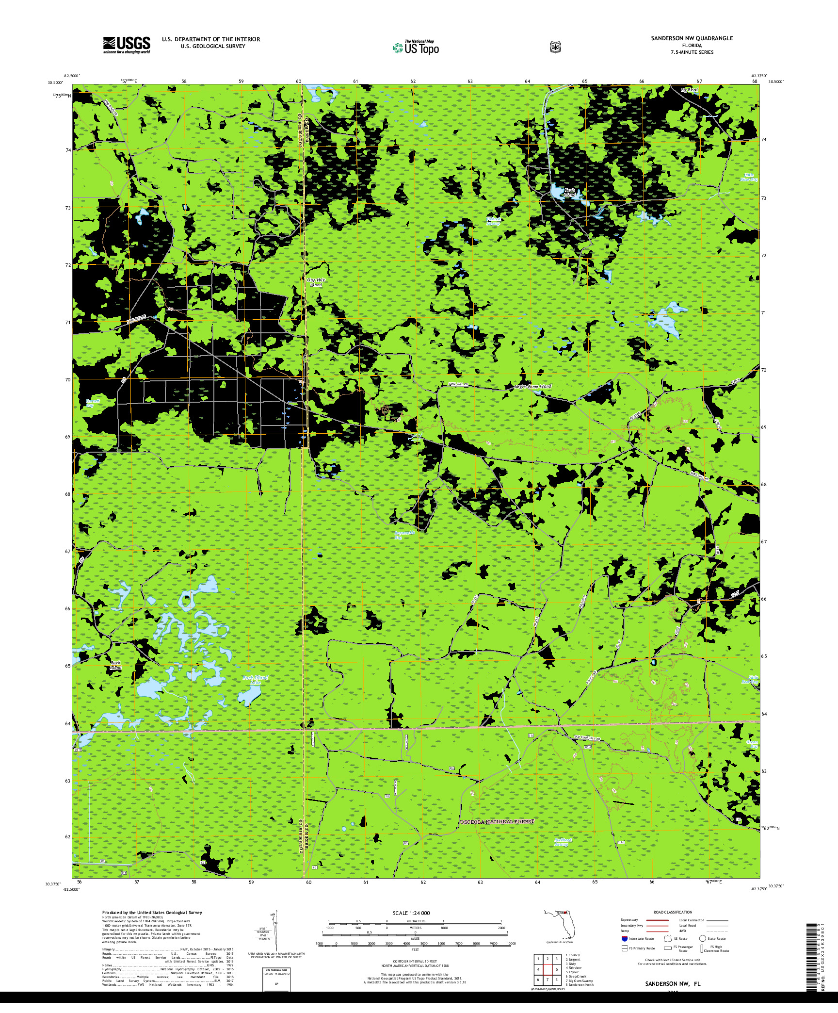 USGS US TOPO 7.5-MINUTE MAP FOR SANDERSON NW, FL 2018