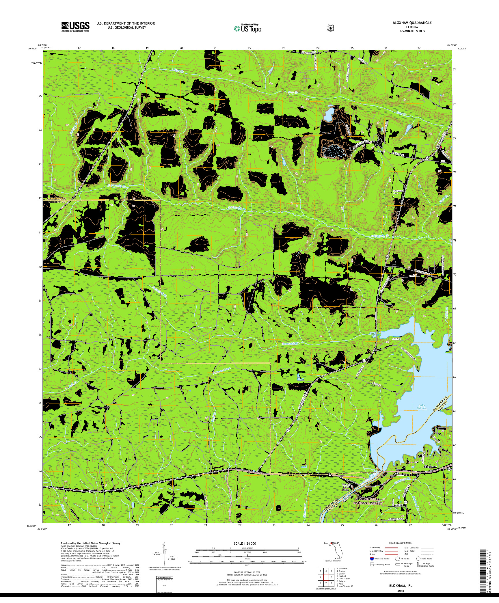 USGS US TOPO 7.5-MINUTE MAP FOR BLOXHAM, FL 2018