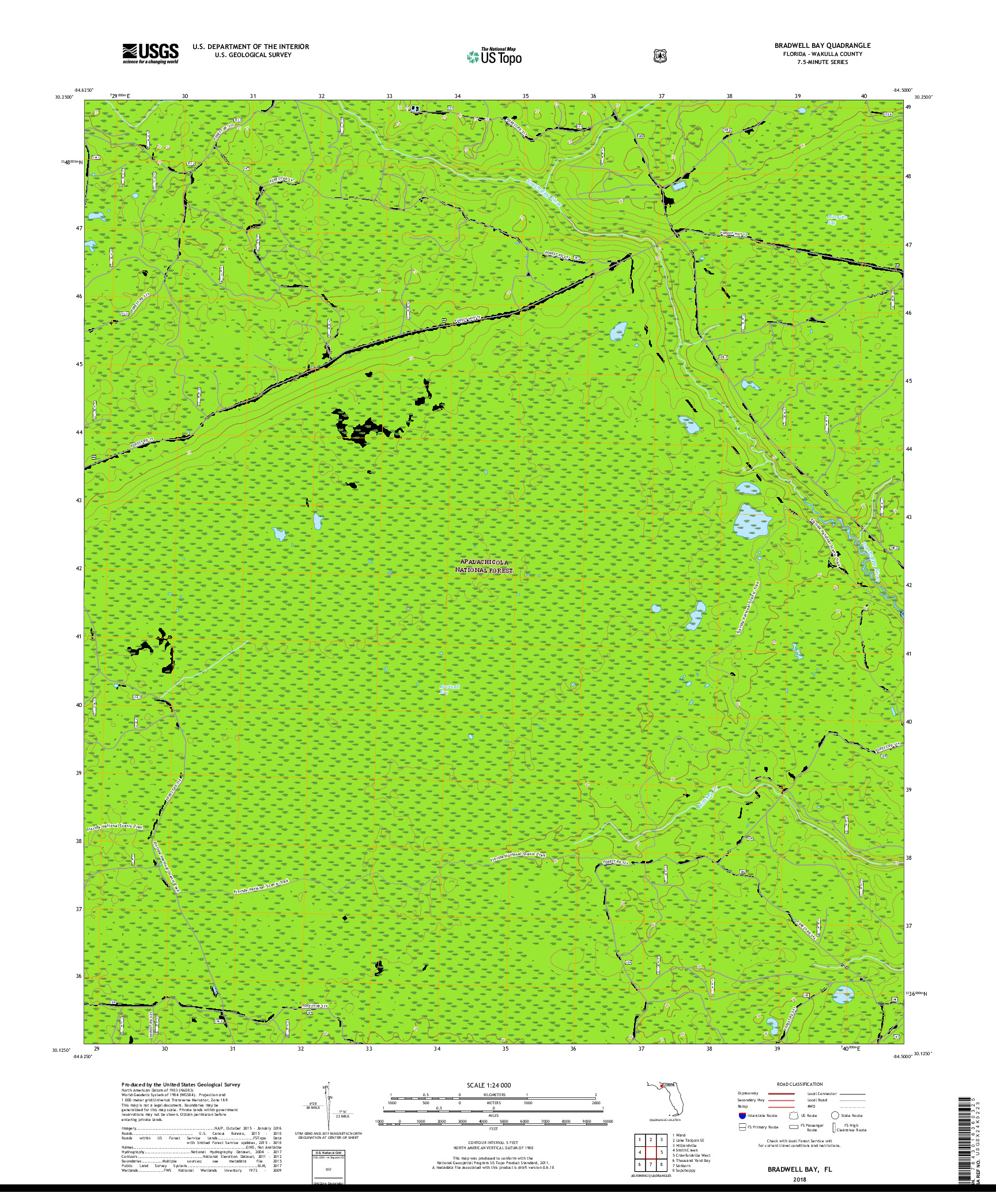 USGS US TOPO 7.5-MINUTE MAP FOR BRADWELL BAY, FL 2018