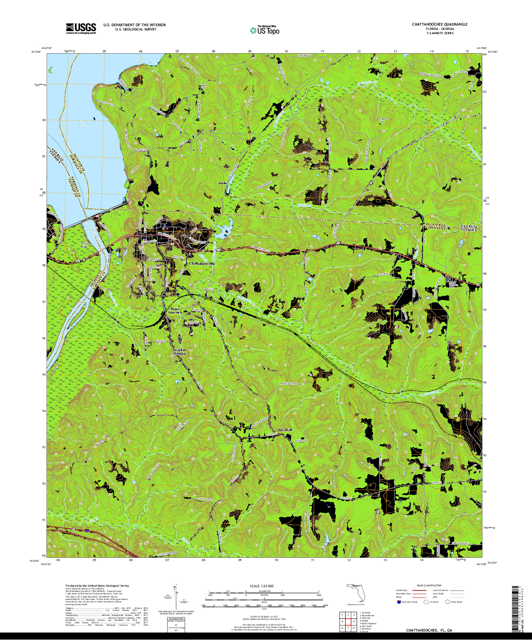 USGS US TOPO 7.5-MINUTE MAP FOR CHATTAHOOCHEE, FL,GA 2018