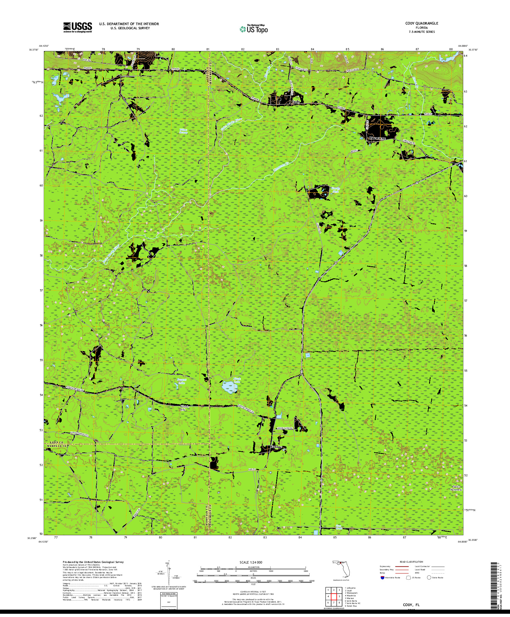 USGS US TOPO 7.5-MINUTE MAP FOR CODY, FL 2018