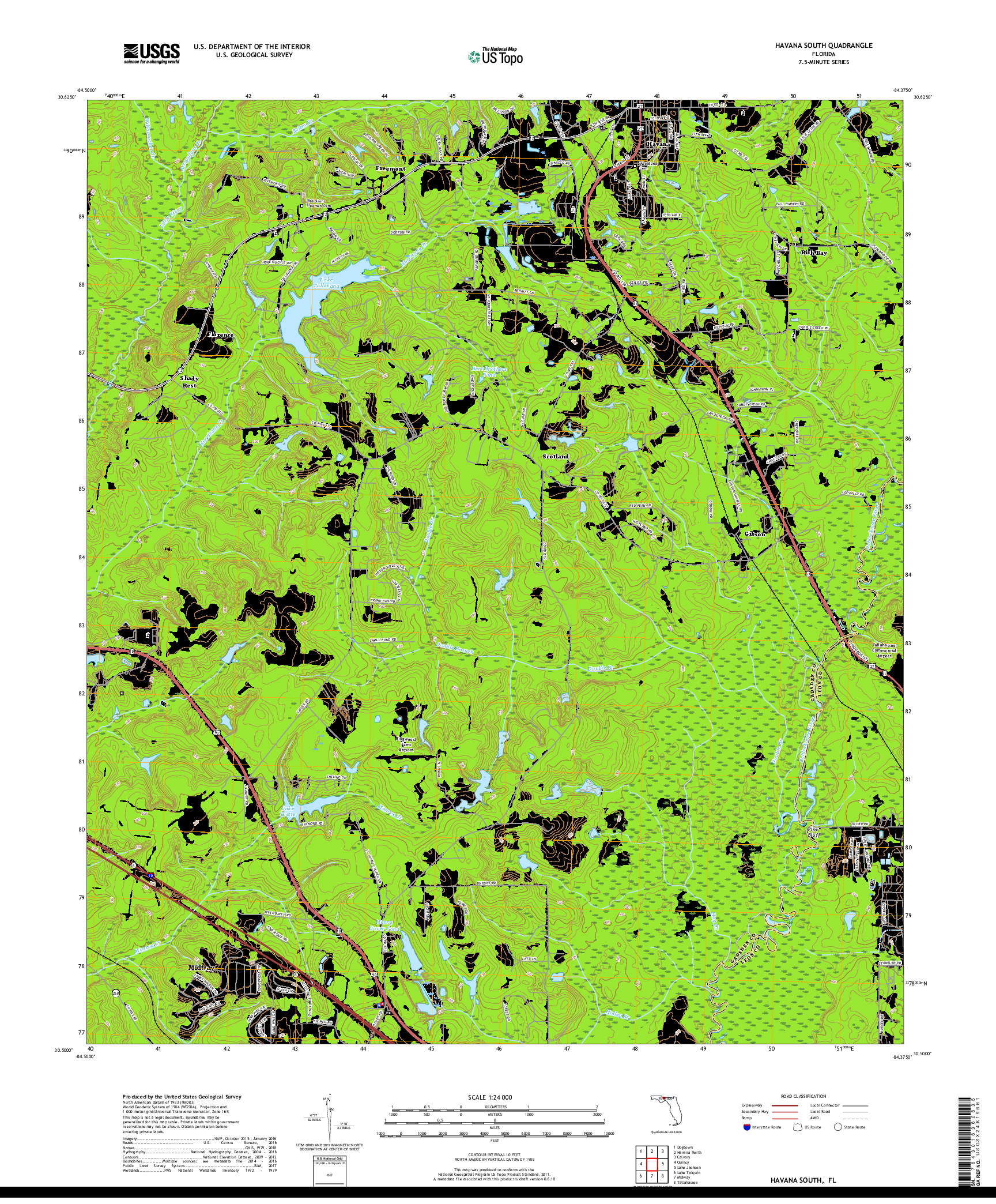 USGS US TOPO 7.5-MINUTE MAP FOR HAVANA SOUTH, FL 2018