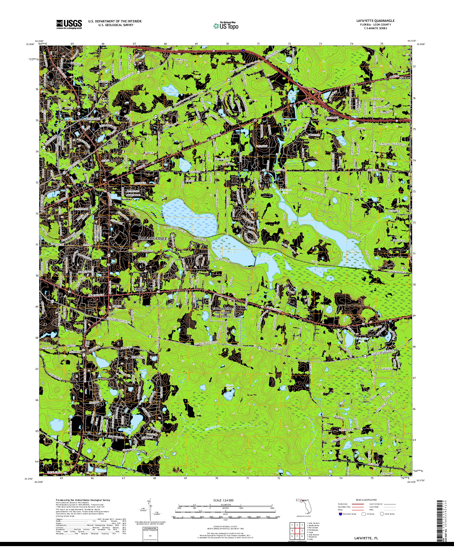 USGS US TOPO 7.5-MINUTE MAP FOR LAFAYETTE, FL 2018