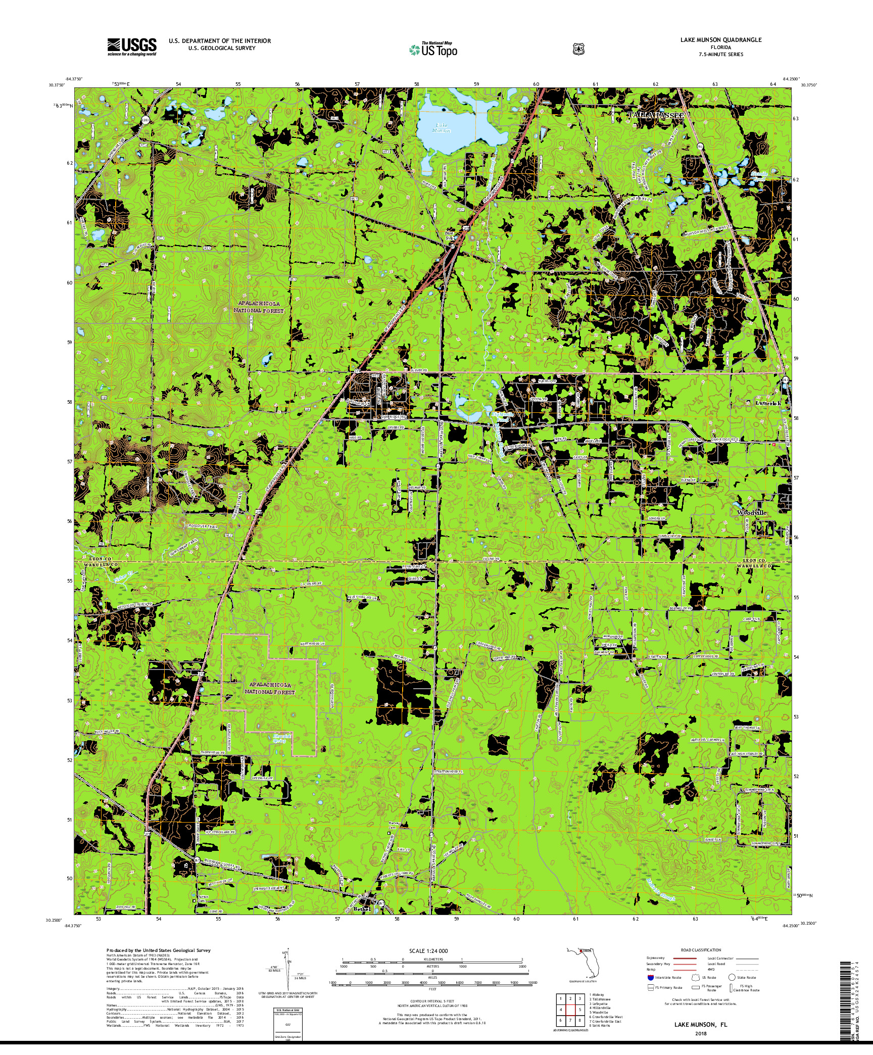 USGS US TOPO 7.5-MINUTE MAP FOR LAKE MUNSON, FL 2018