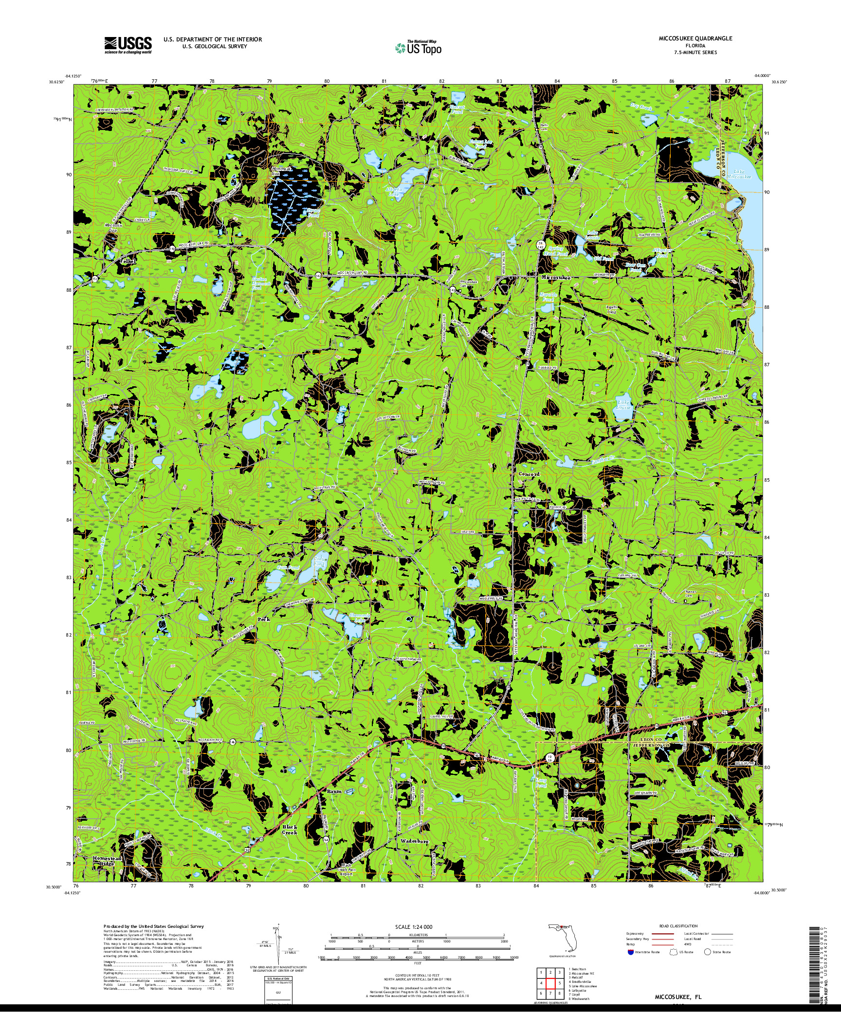 USGS US TOPO 7.5-MINUTE MAP FOR MICCOSUKEE, FL 2018