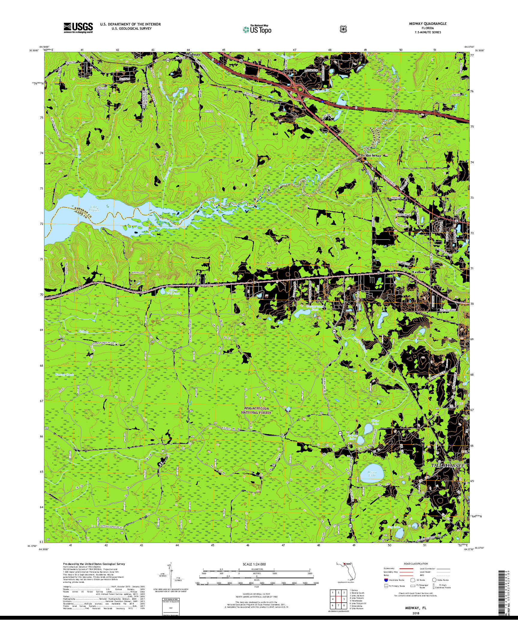 USGS US TOPO 7.5-MINUTE MAP FOR MIDWAY, FL 2018