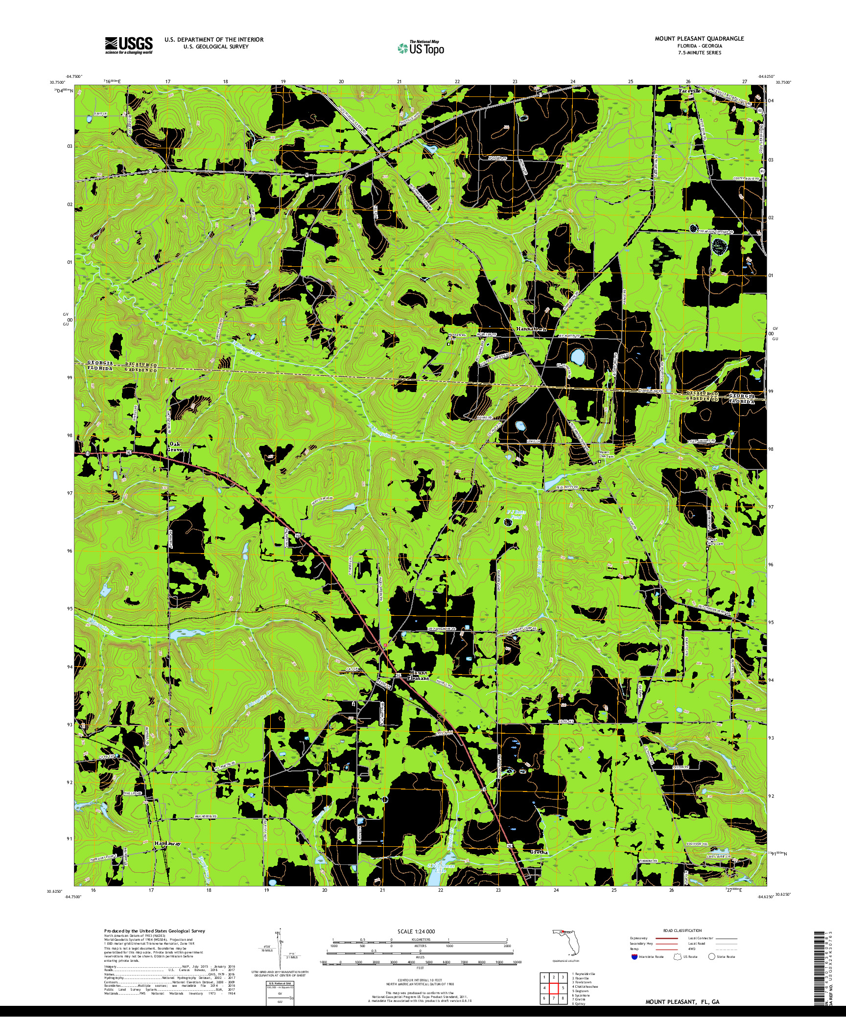 USGS US TOPO 7.5-MINUTE MAP FOR MOUNT PLEASANT, FL,GA 2018