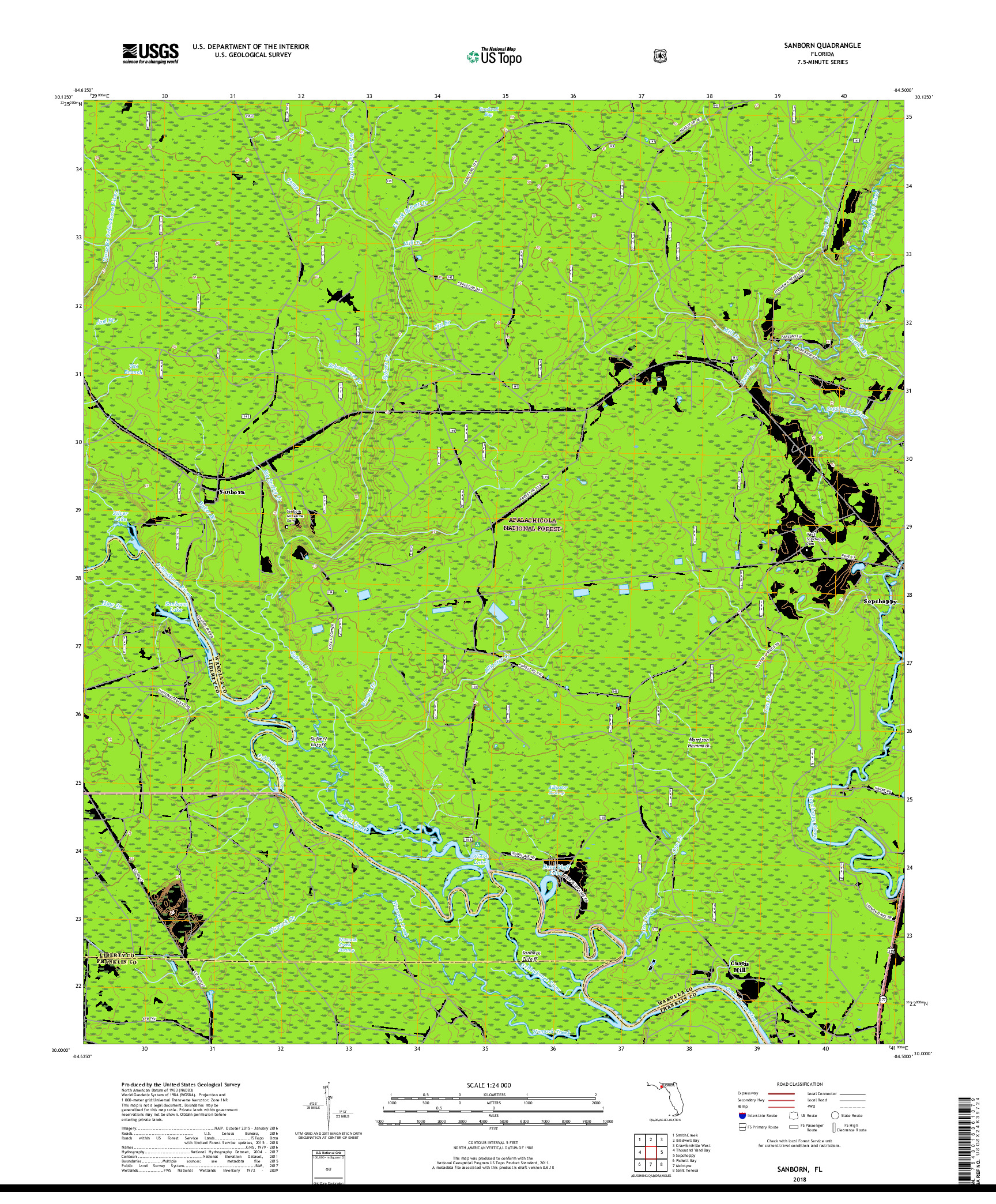 USGS US TOPO 7.5-MINUTE MAP FOR SANBORN, FL 2018