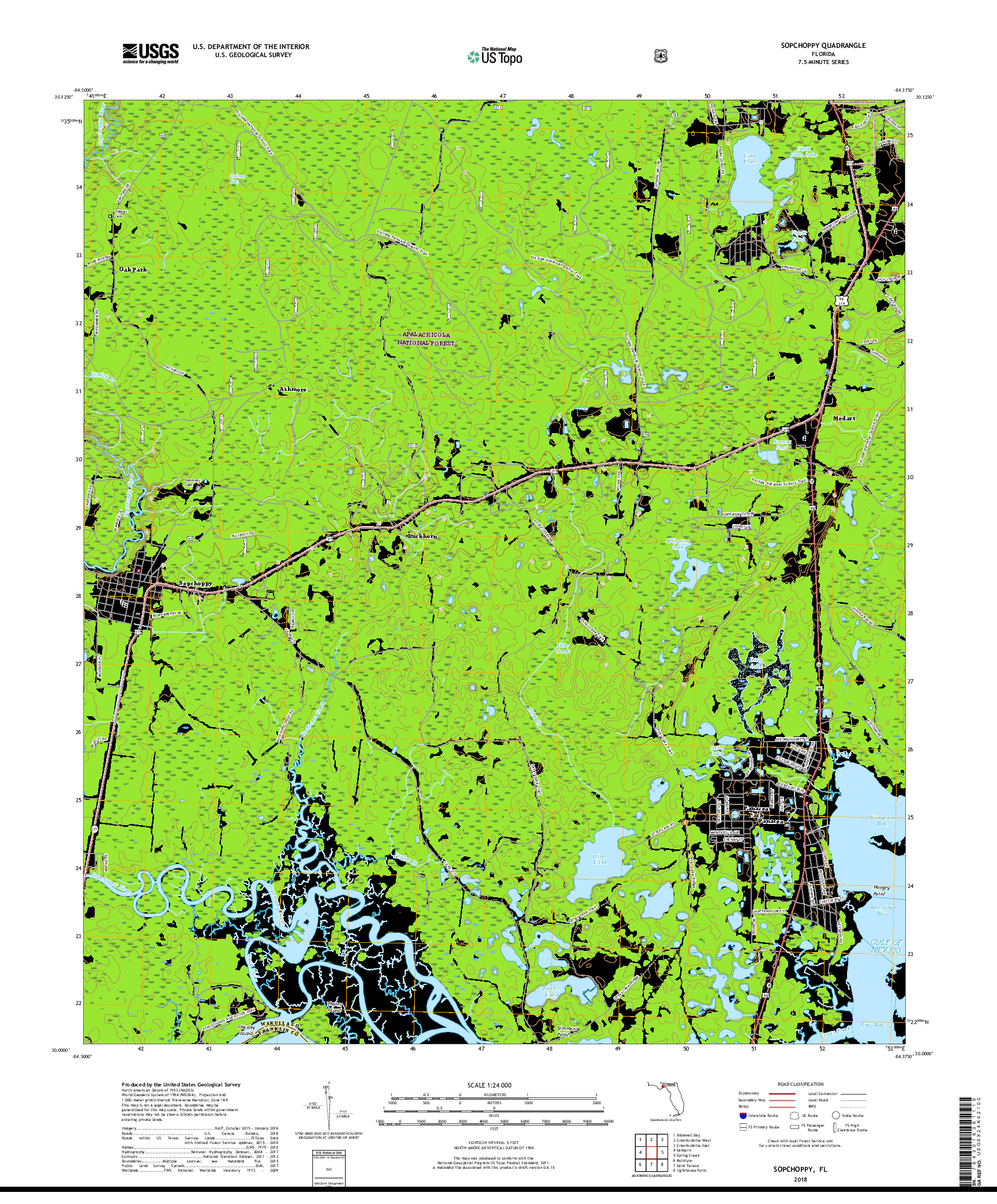 USGS US TOPO 7.5-MINUTE MAP FOR SOPCHOPPY, FL 2018