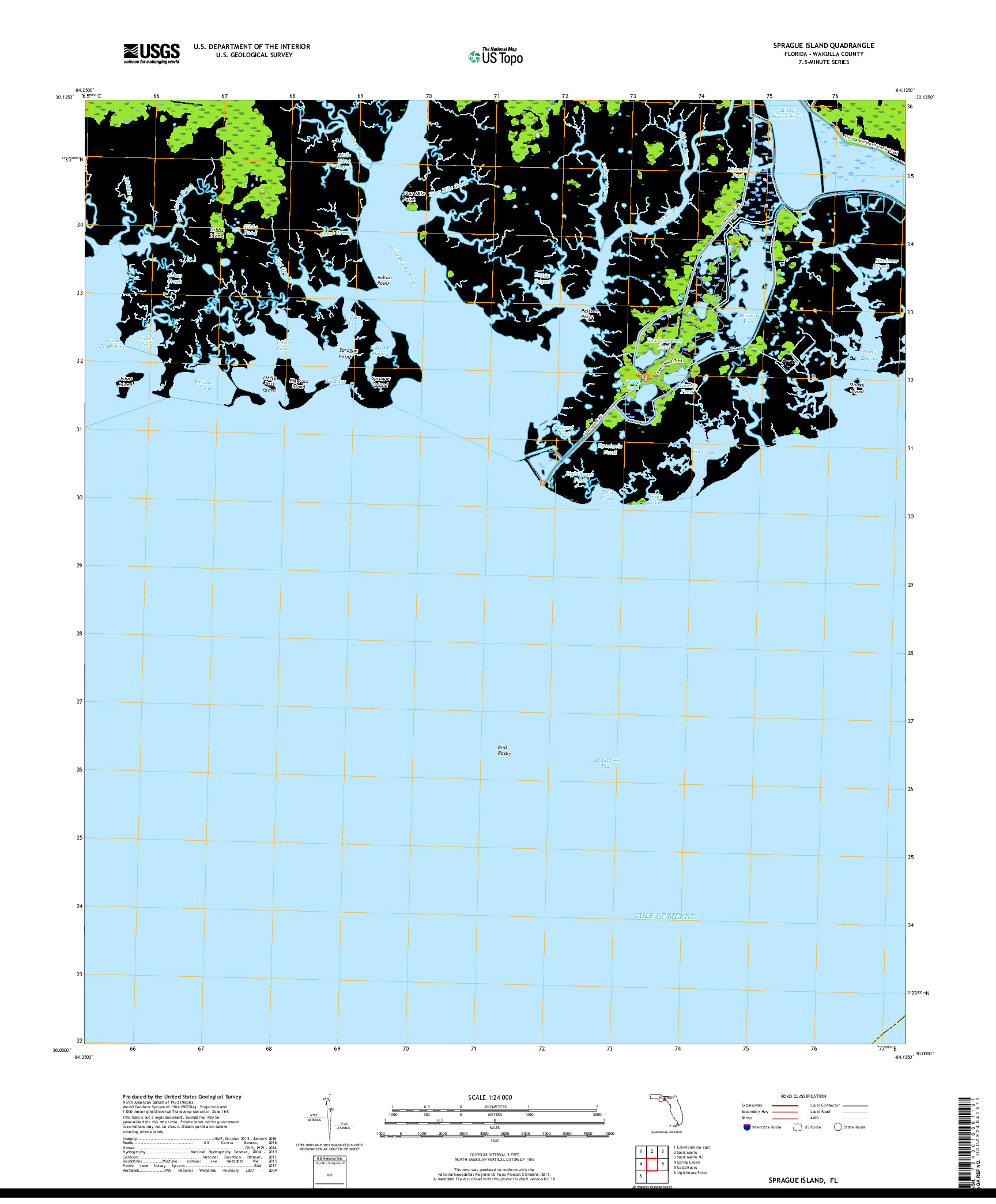 USGS US TOPO 7.5-MINUTE MAP FOR SPRAGUE ISLAND, FL 2018