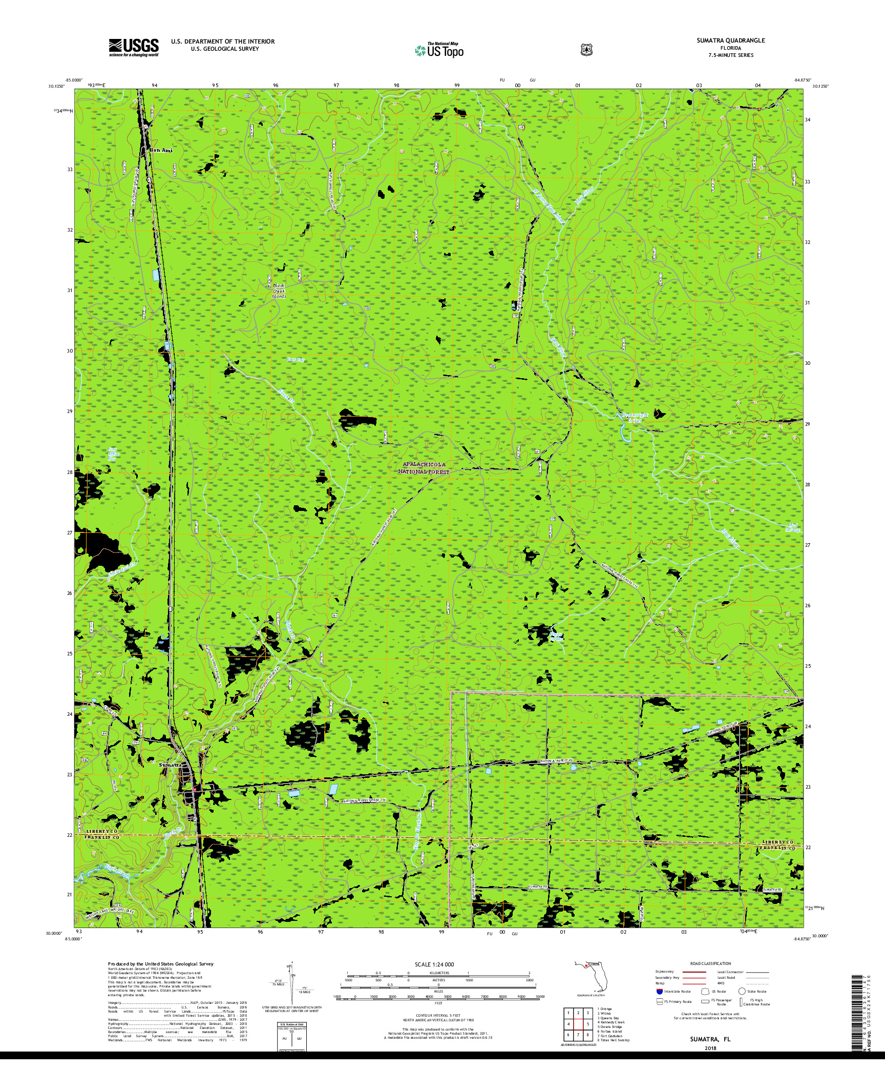 USGS US TOPO 7.5-MINUTE MAP FOR SUMATRA, FL 2018