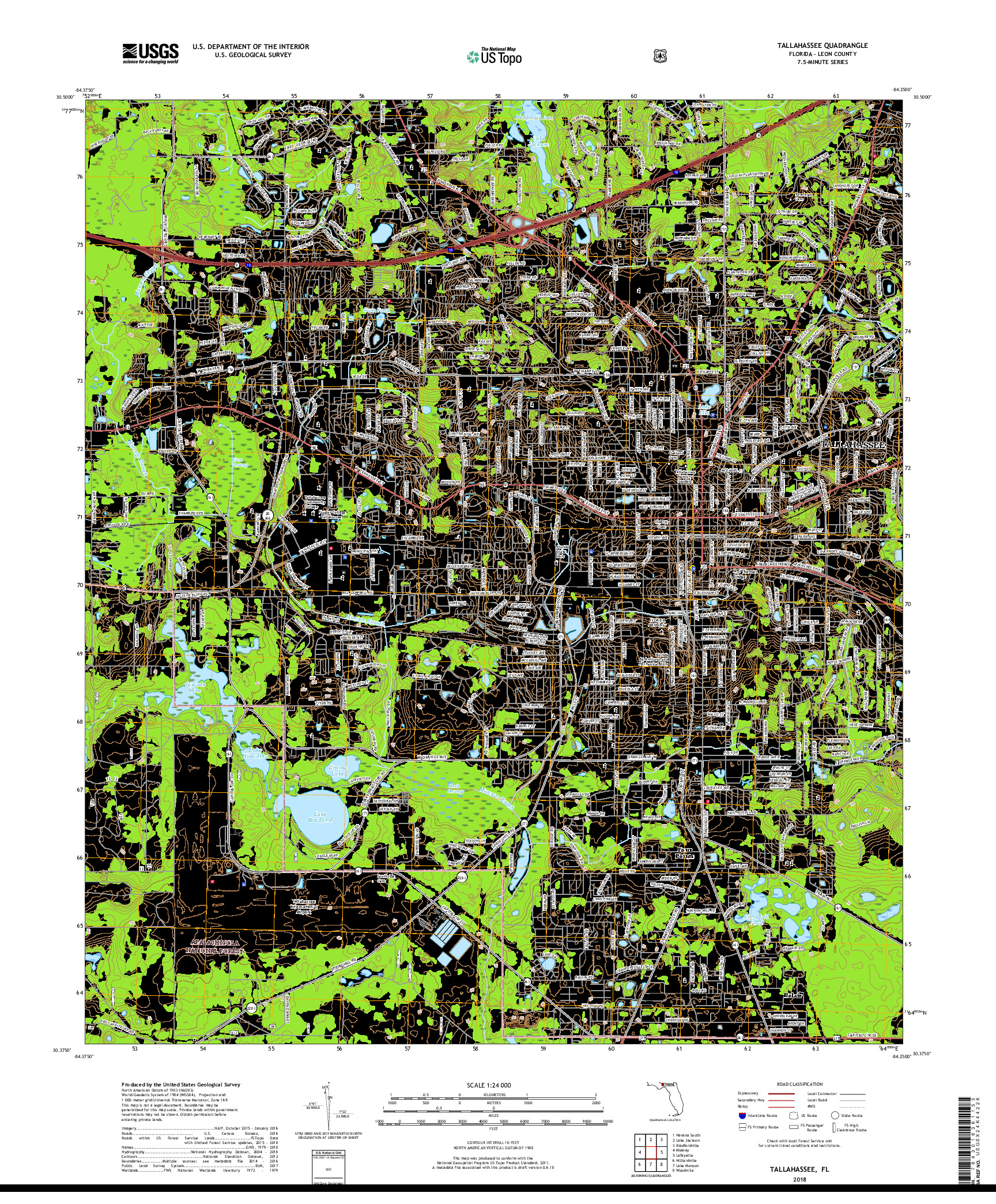 USGS US TOPO 7.5-MINUTE MAP FOR TALLAHASSEE, FL 2018