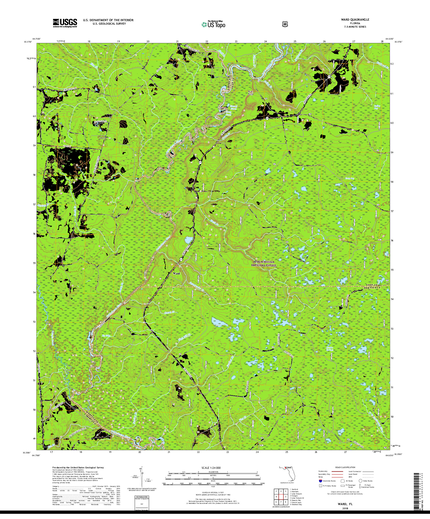 USGS US TOPO 7.5-MINUTE MAP FOR WARD, FL 2018