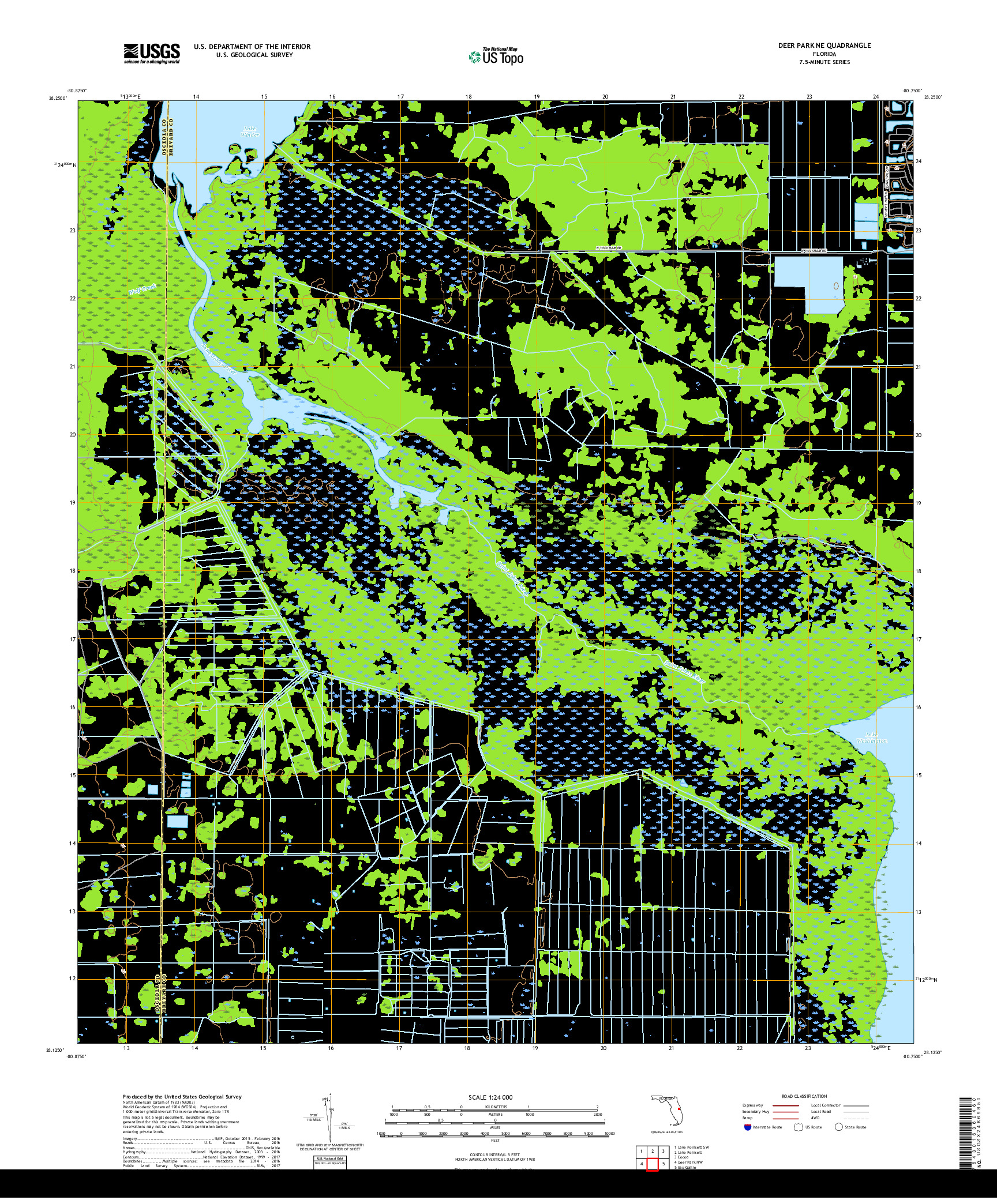 USGS US TOPO 7.5-MINUTE MAP FOR DEER PARK NE, FL 2018