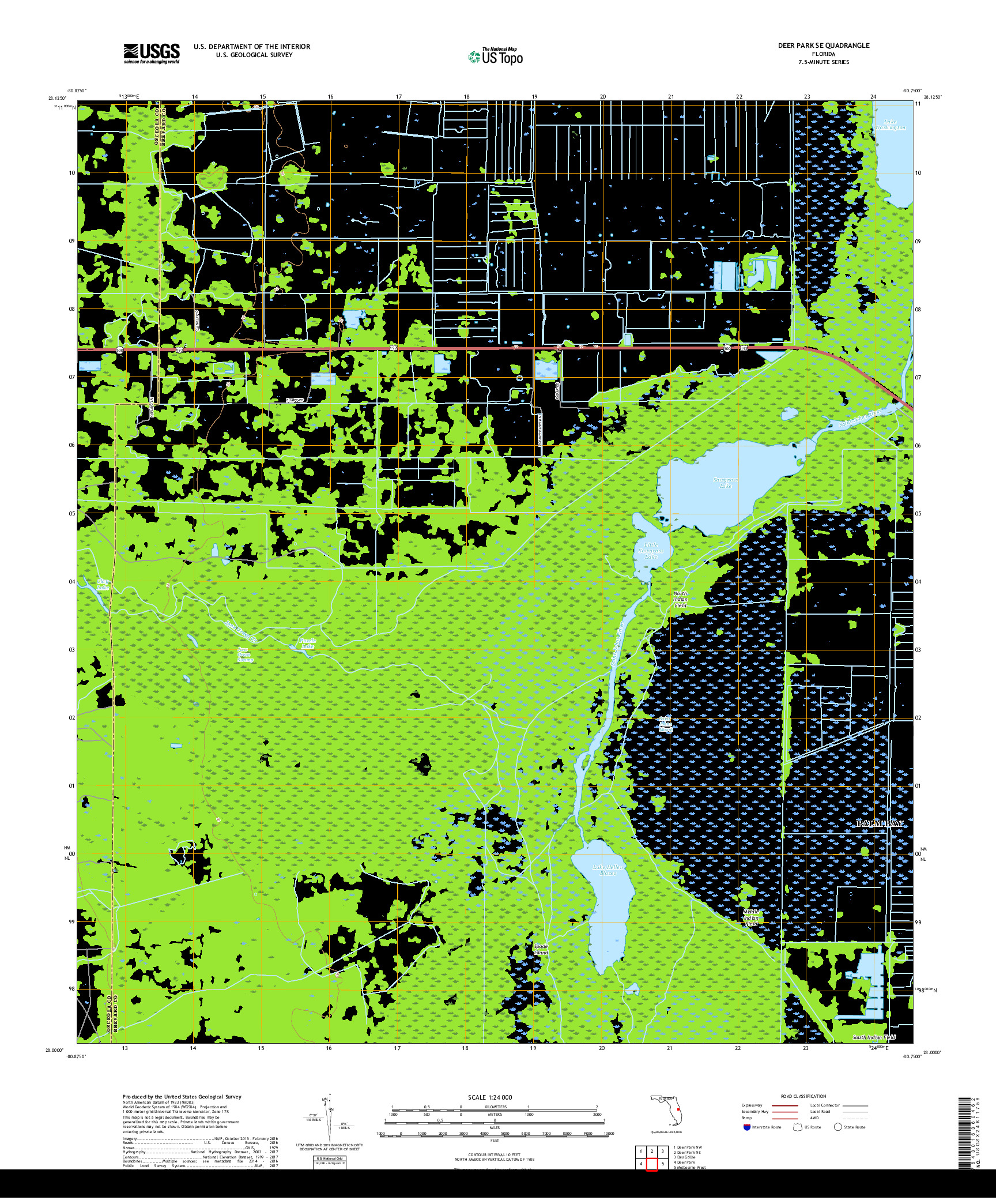 USGS US TOPO 7.5-MINUTE MAP FOR DEER PARK SE, FL 2018