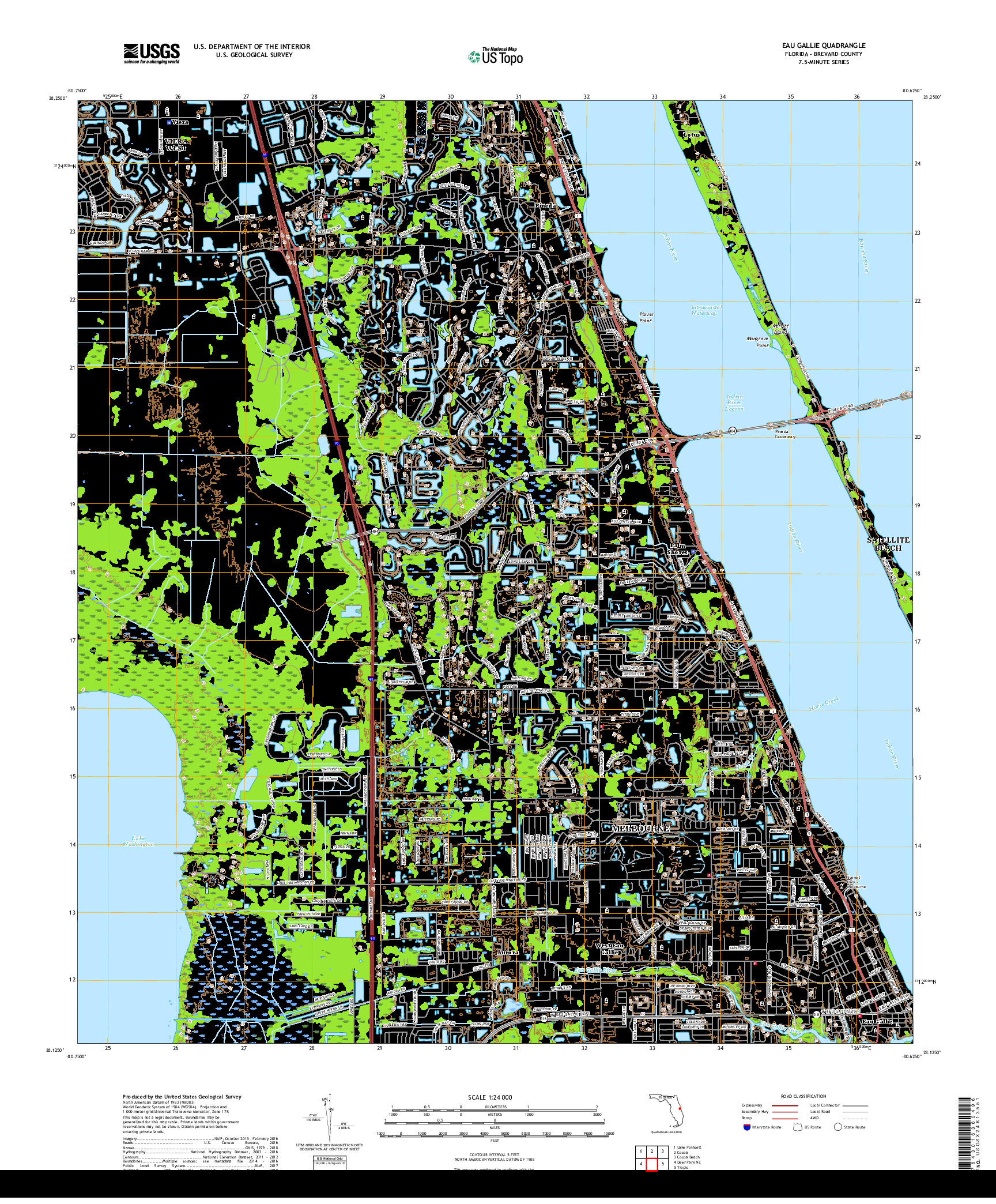 USGS US TOPO 7.5-MINUTE MAP FOR EAU GALLIE, FL 2018